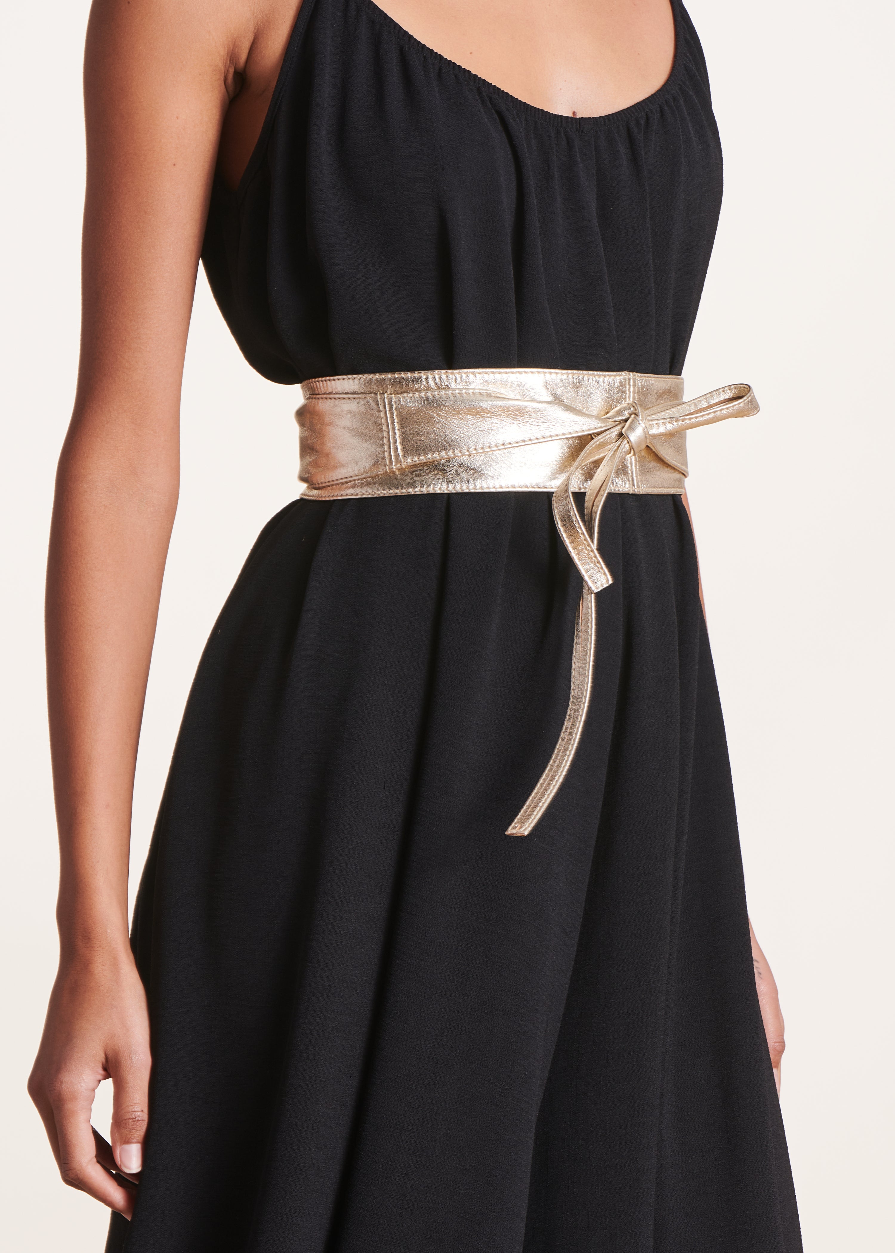 Ceinture dorée en cuir à nouer La Fée Maraboutée