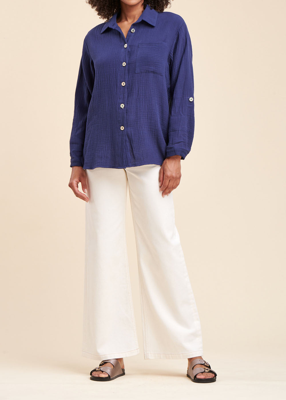Lockere Bluse aus Baumwollgaze