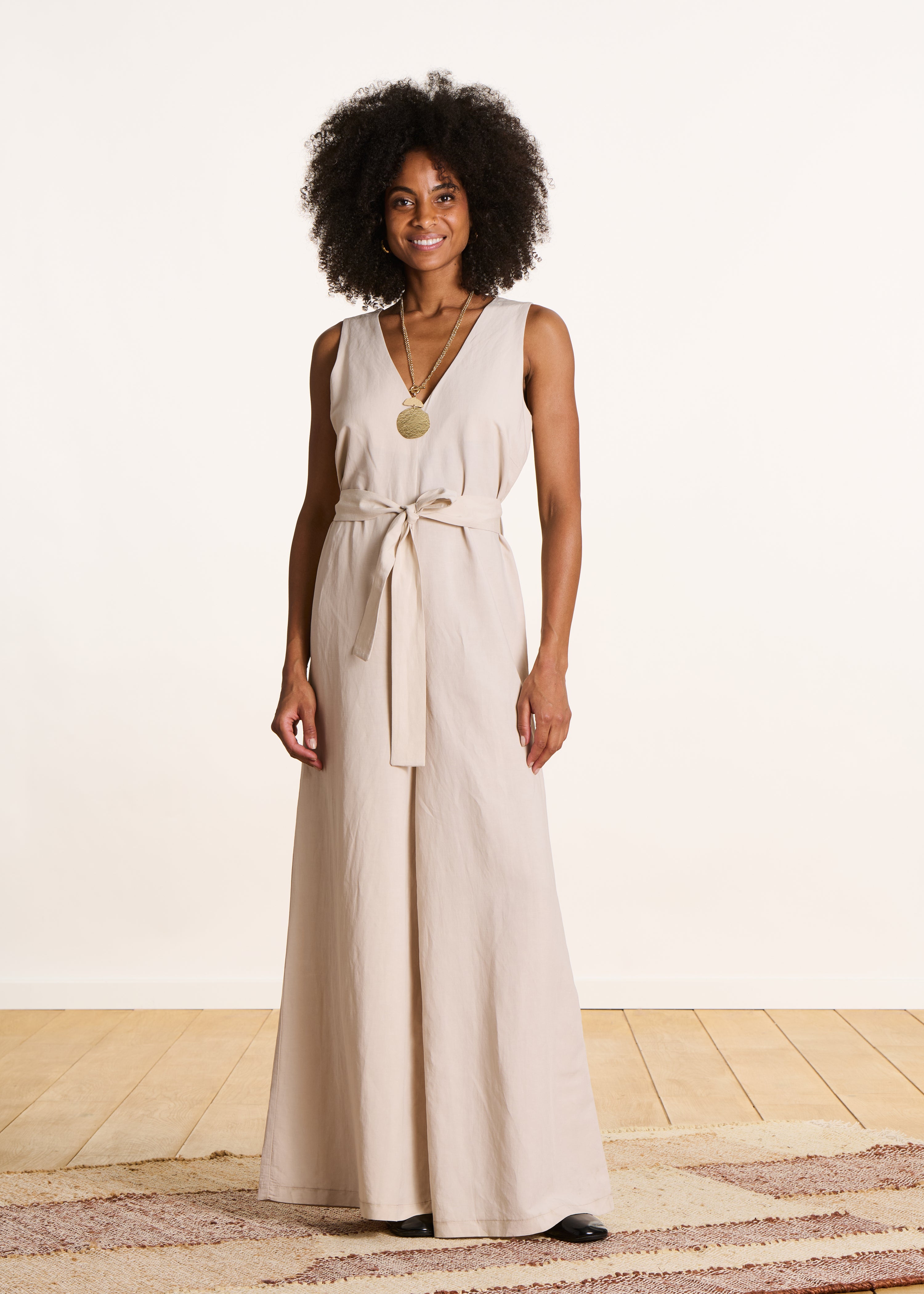 Combinaison pantalon sans manches écrue La Fée Maraboutée