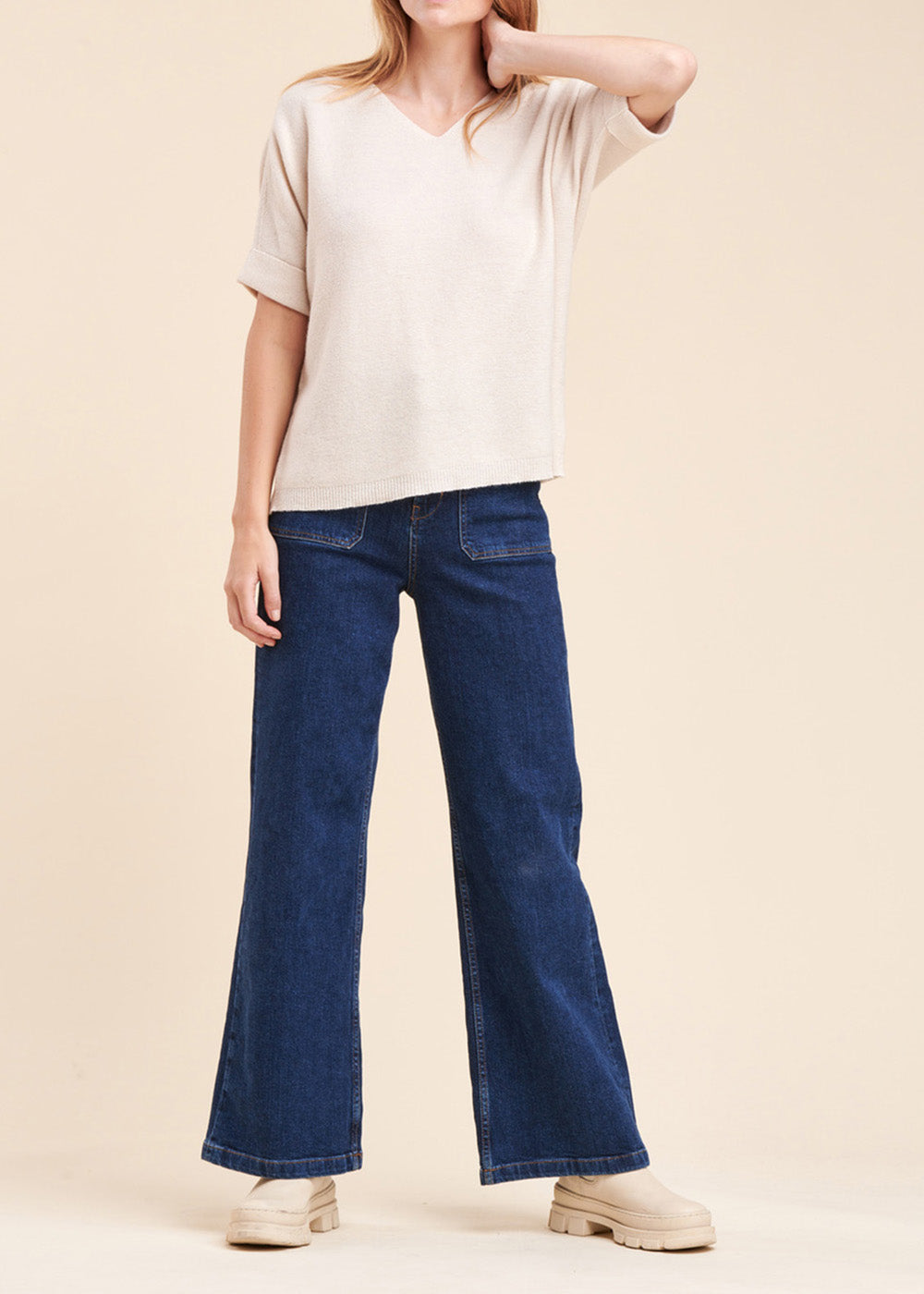 Oversize-Pullover mit kurzen Ärmeln