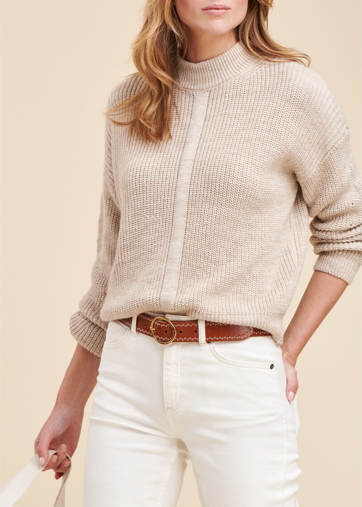 Maglia a coste con perle