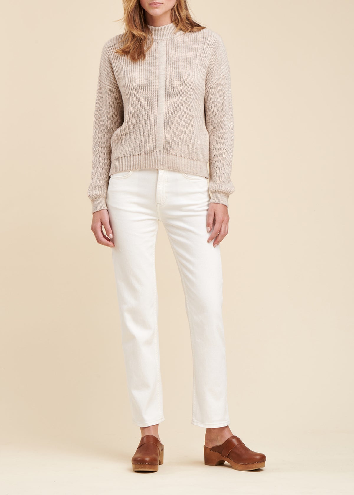 Maglia a coste con perle