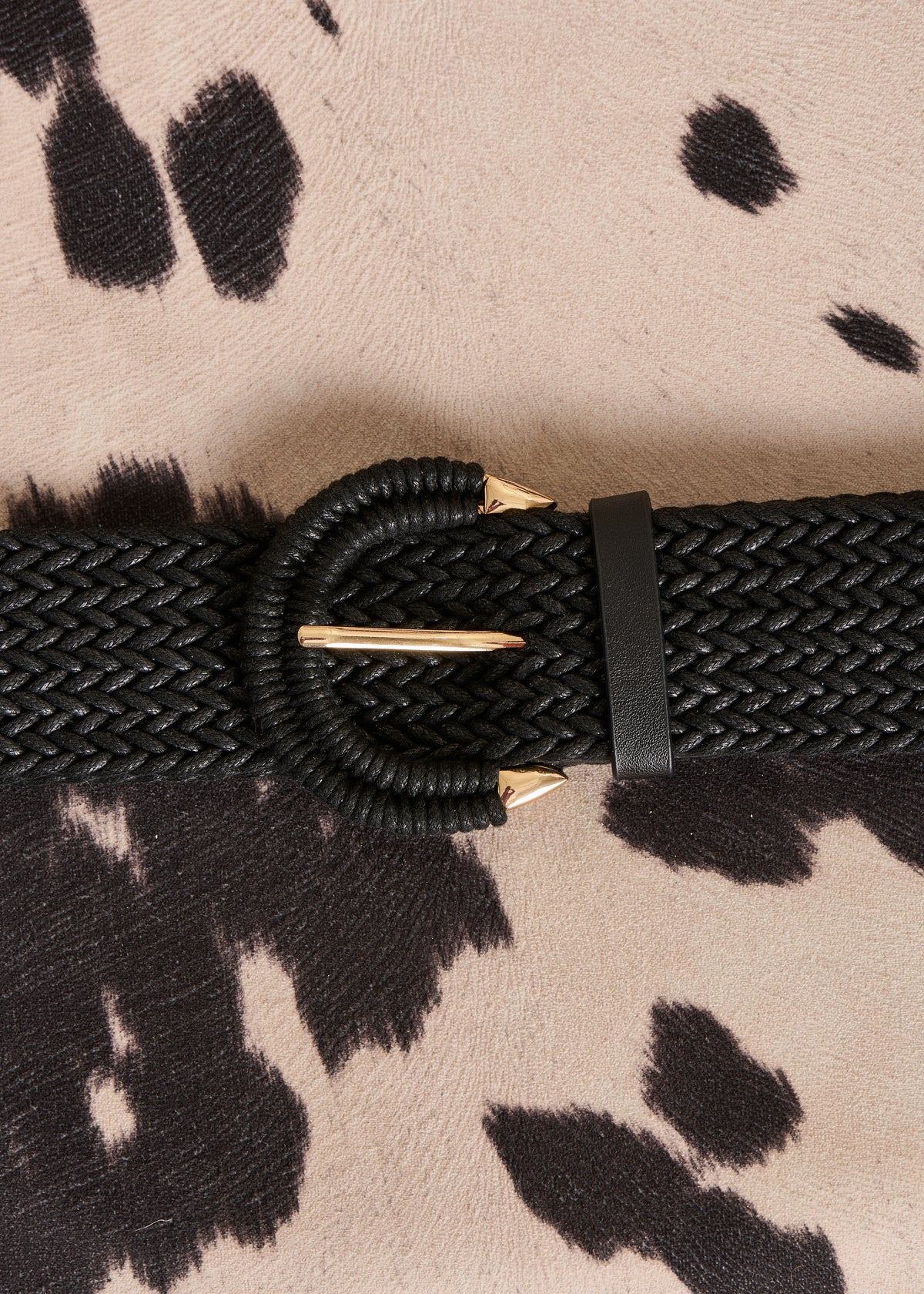 Wide black braided belt