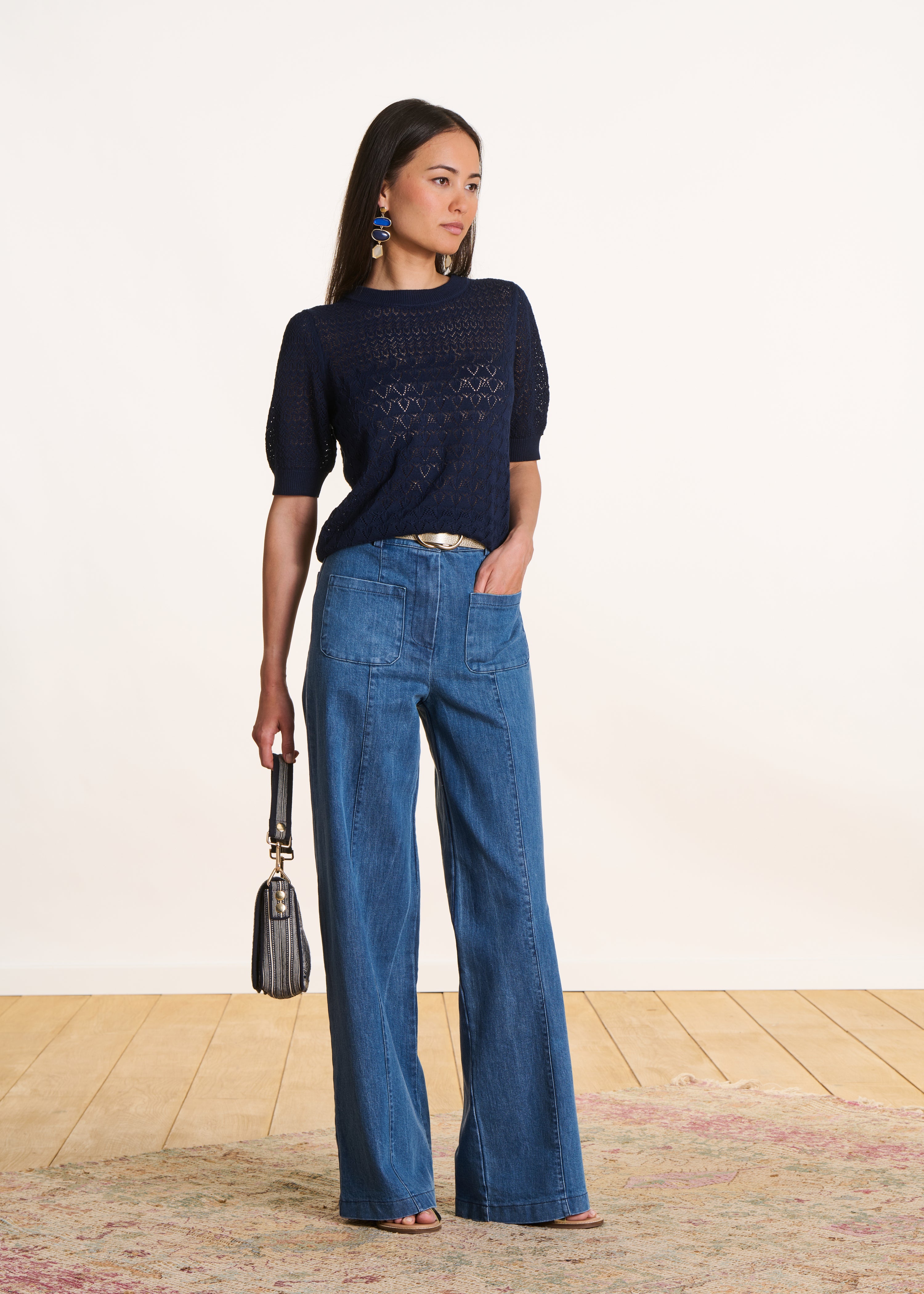 Jean large clair taille haute