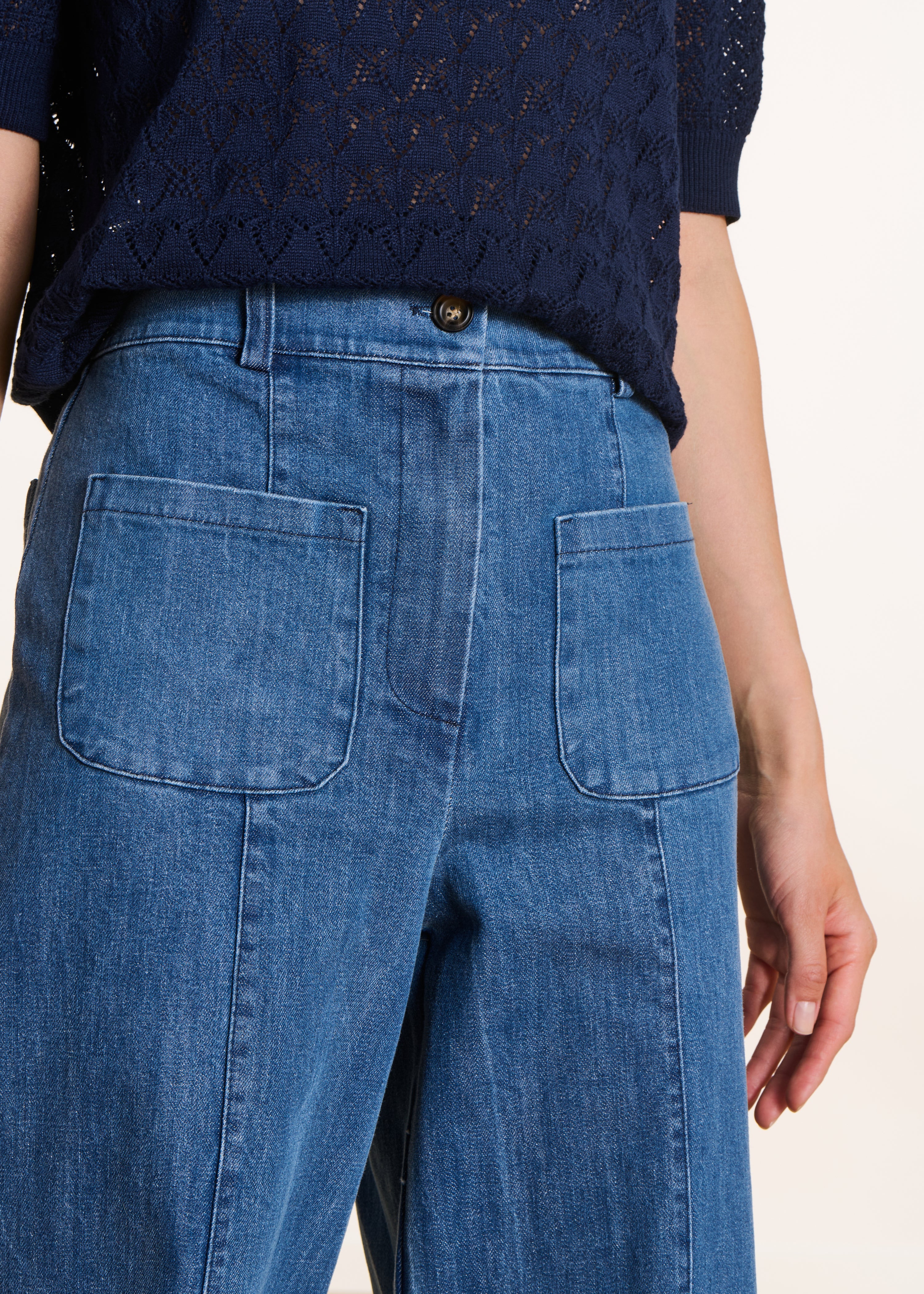 Jean large clair taille haute
