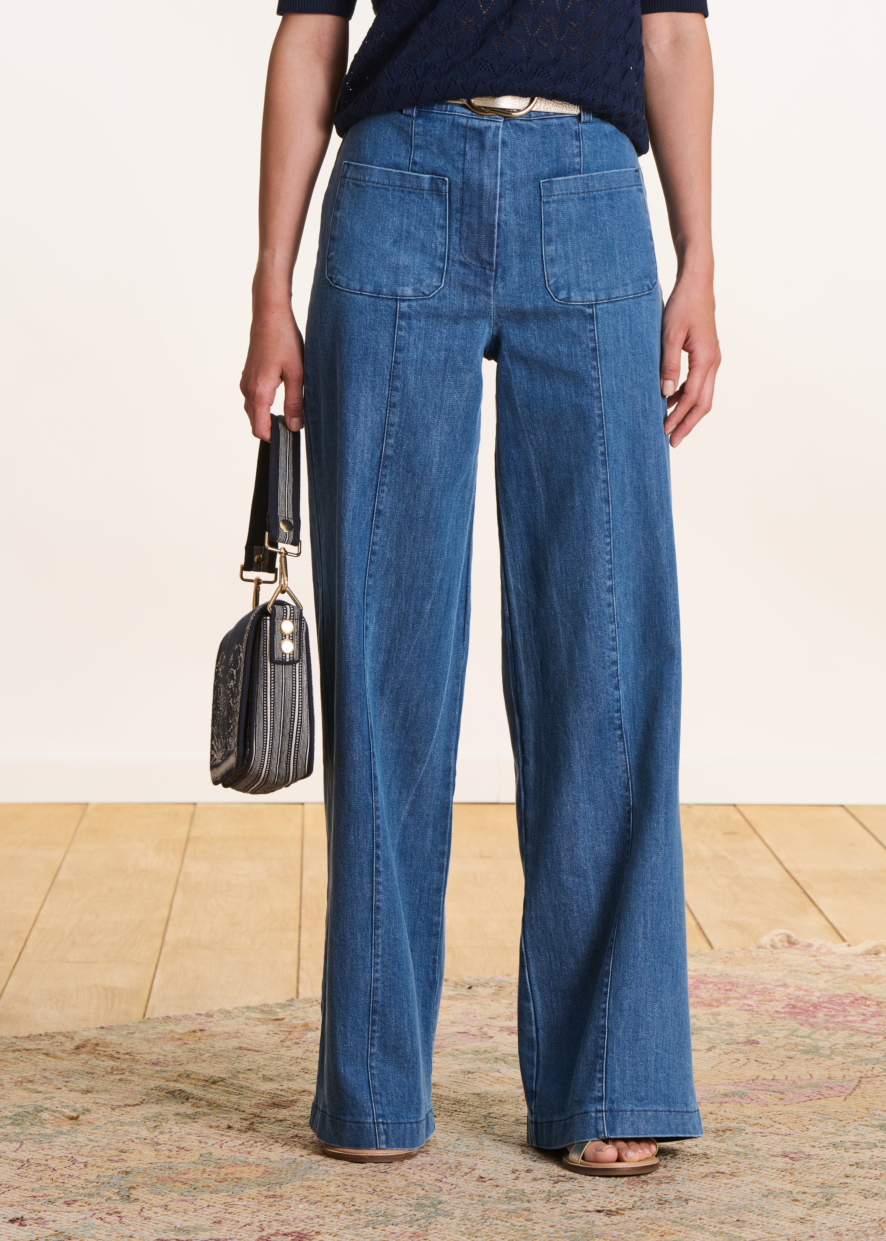 Jean large clair taille haute