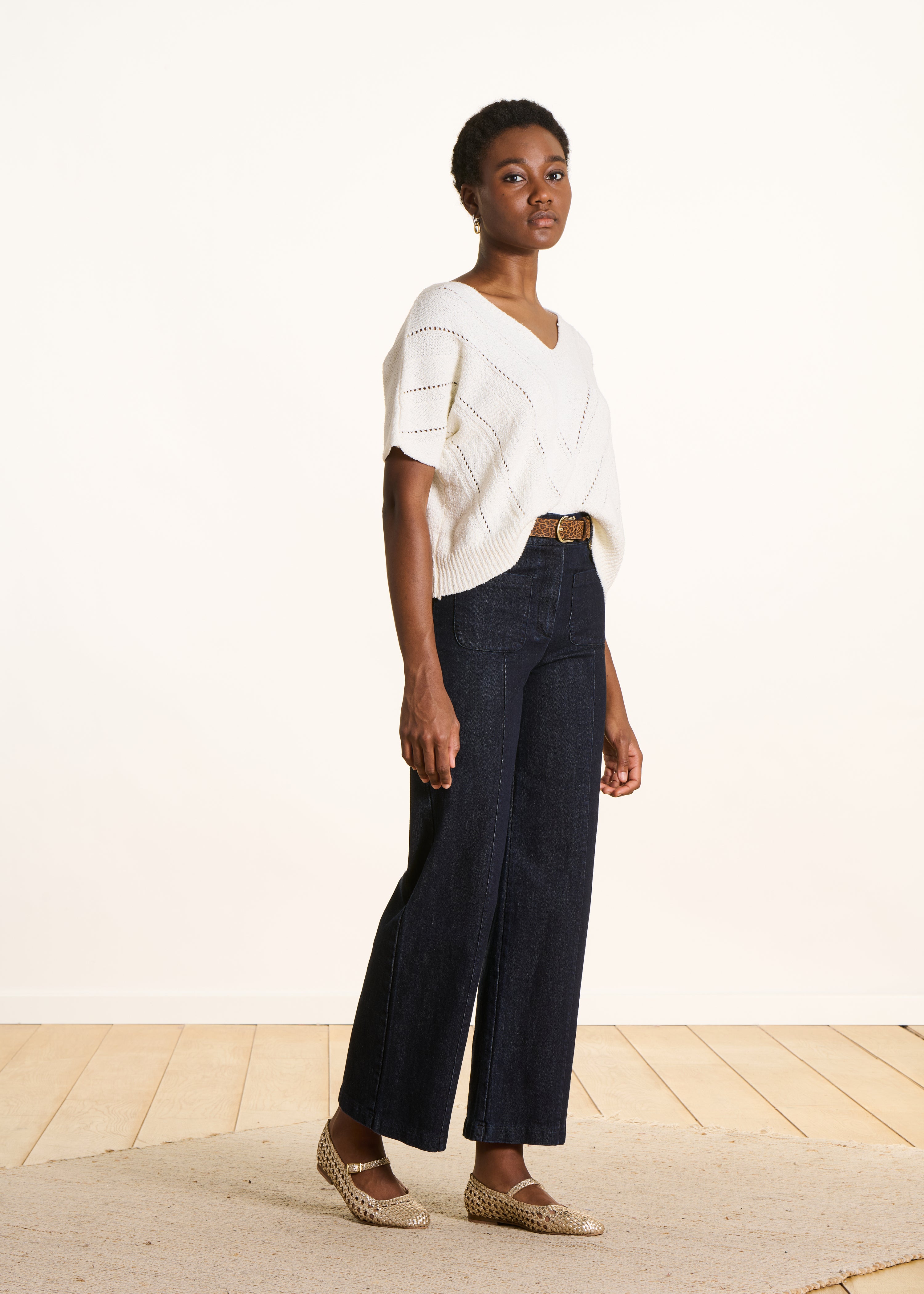 Jean large brut taille haute