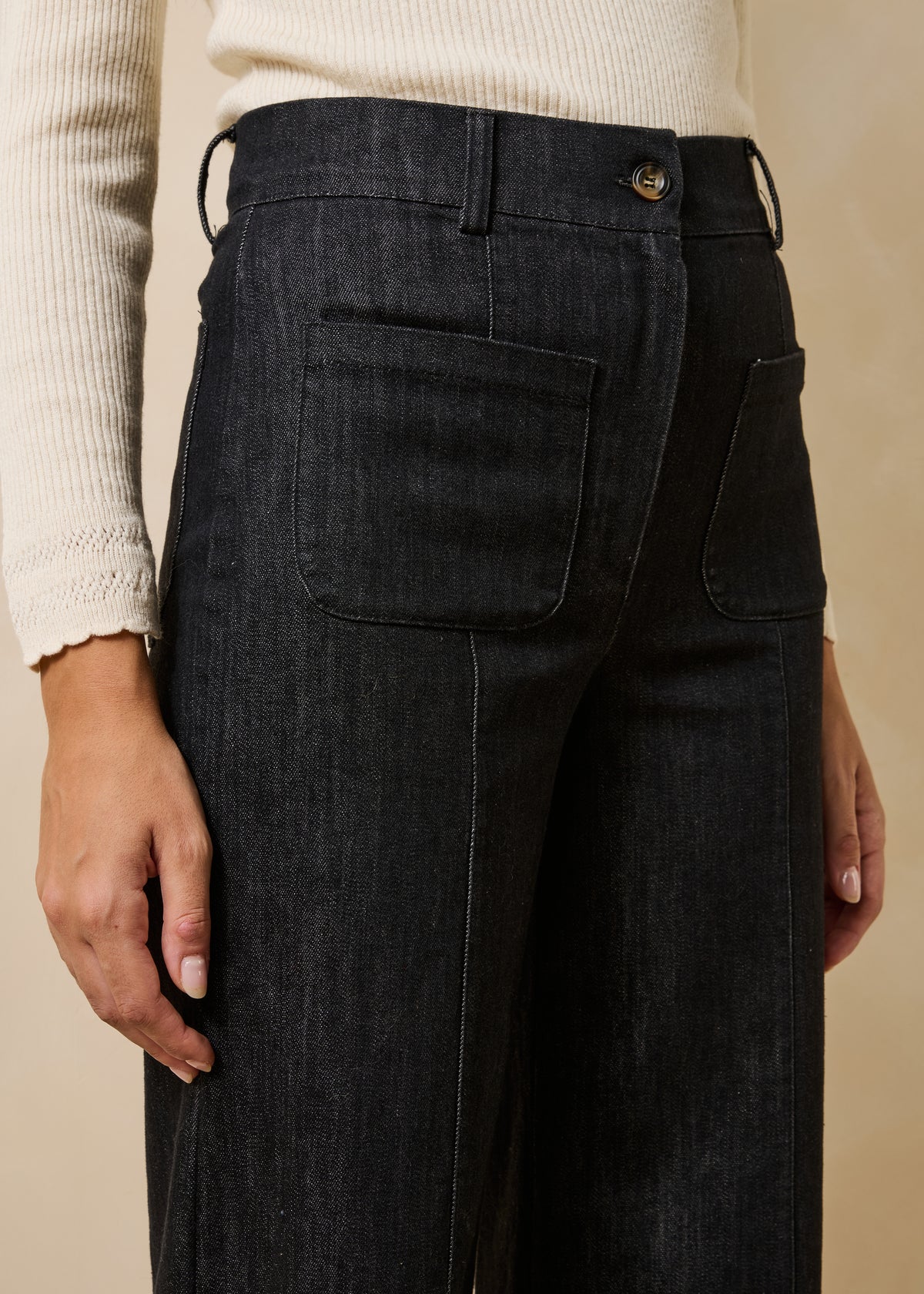 black high-waisted jeans
