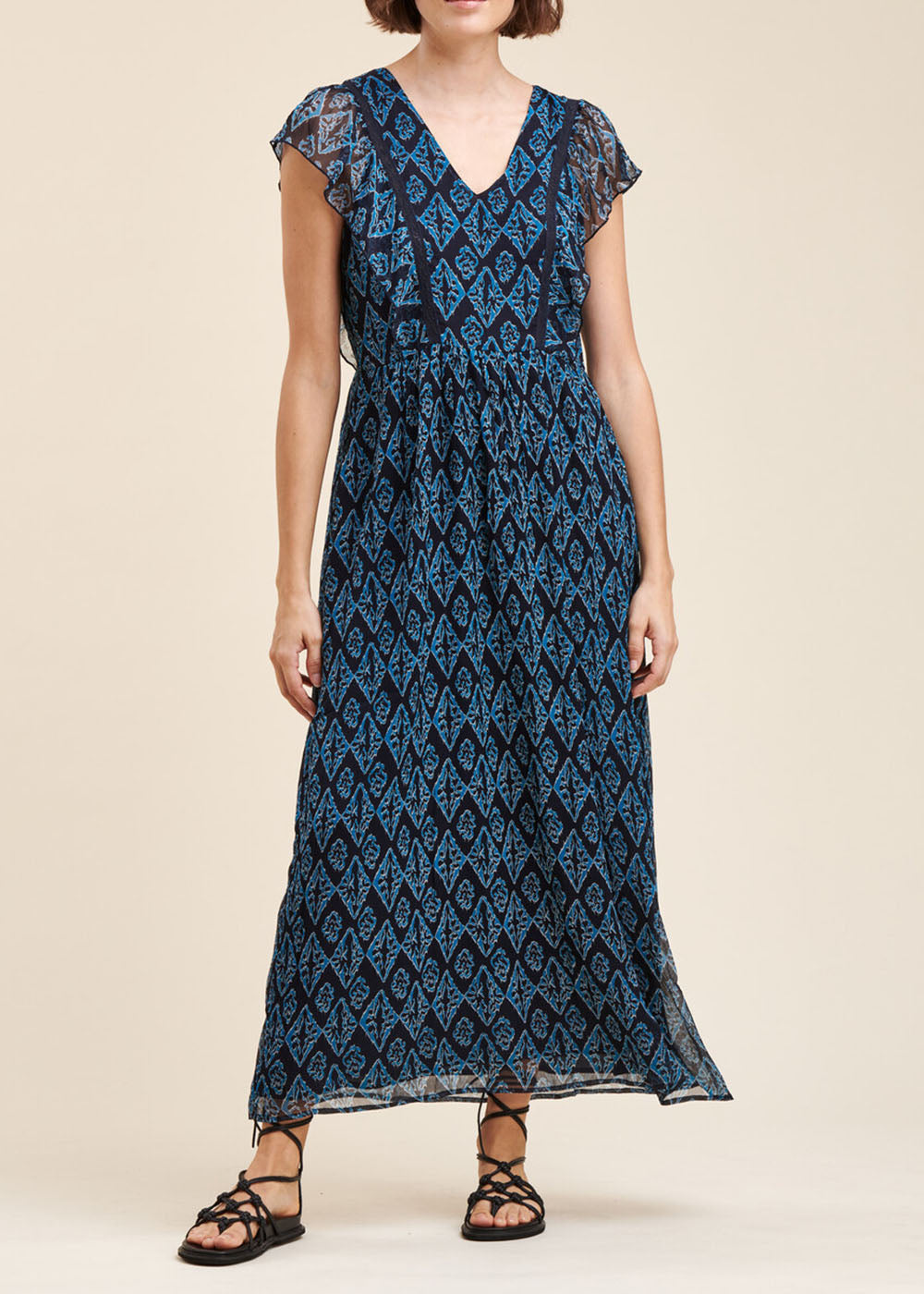 Long printed voile dress