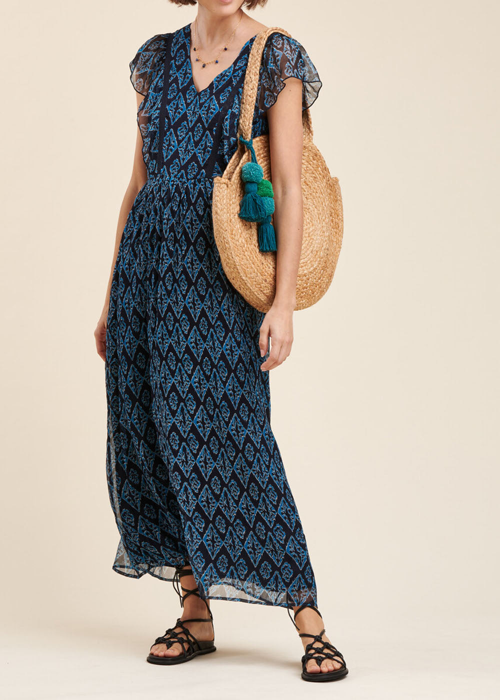 Long printed voile dress