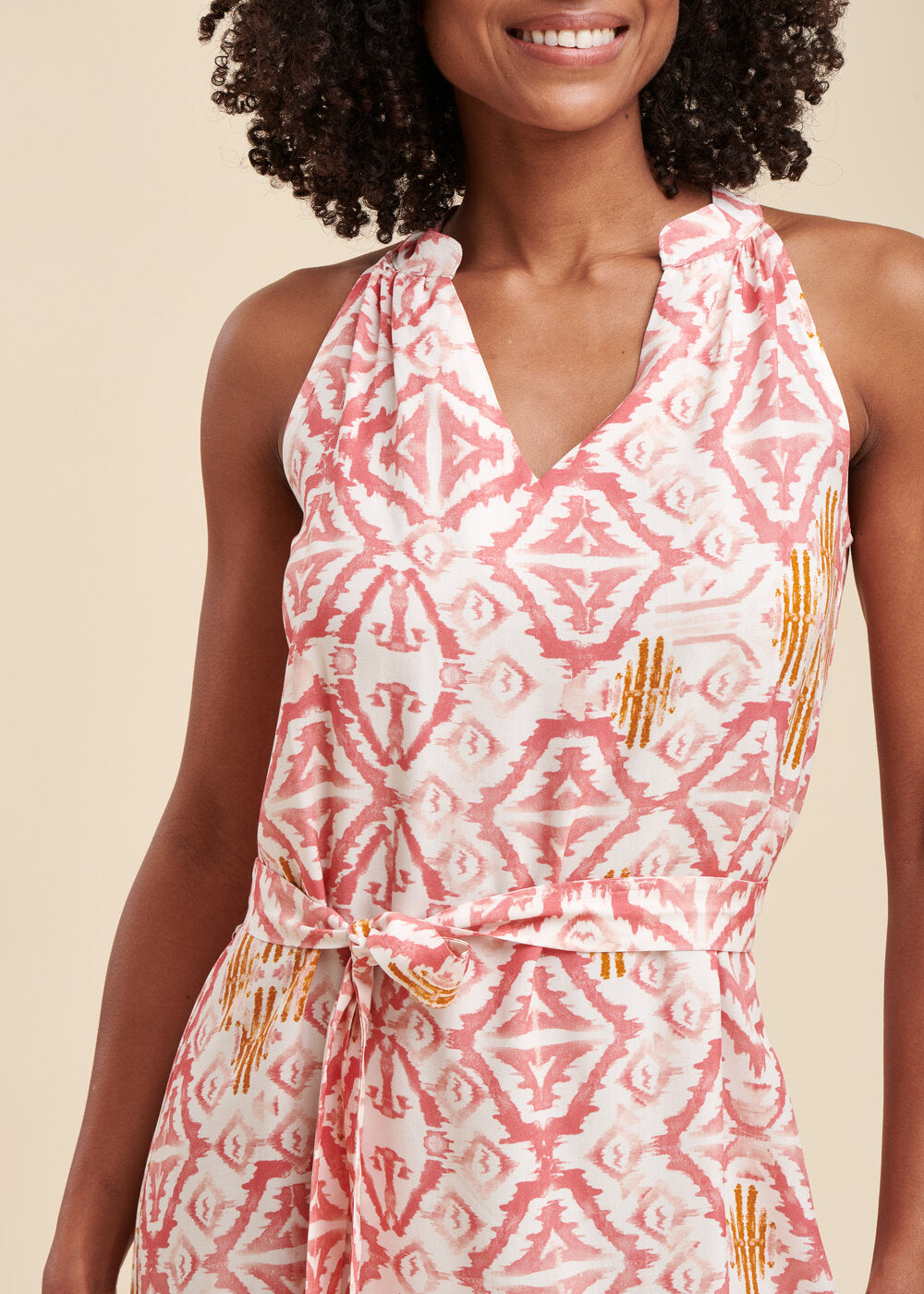 Langes, weites, bedrucktes Kleid aus Viskose mit Ecovero™-Ökodesign