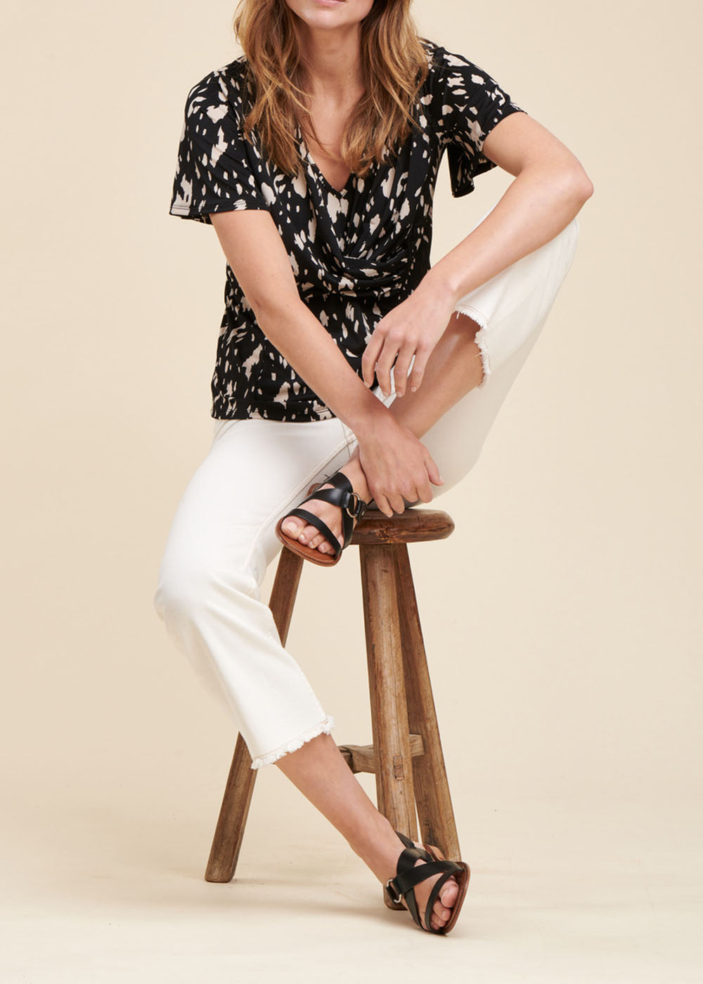 Top in jersey stampato
