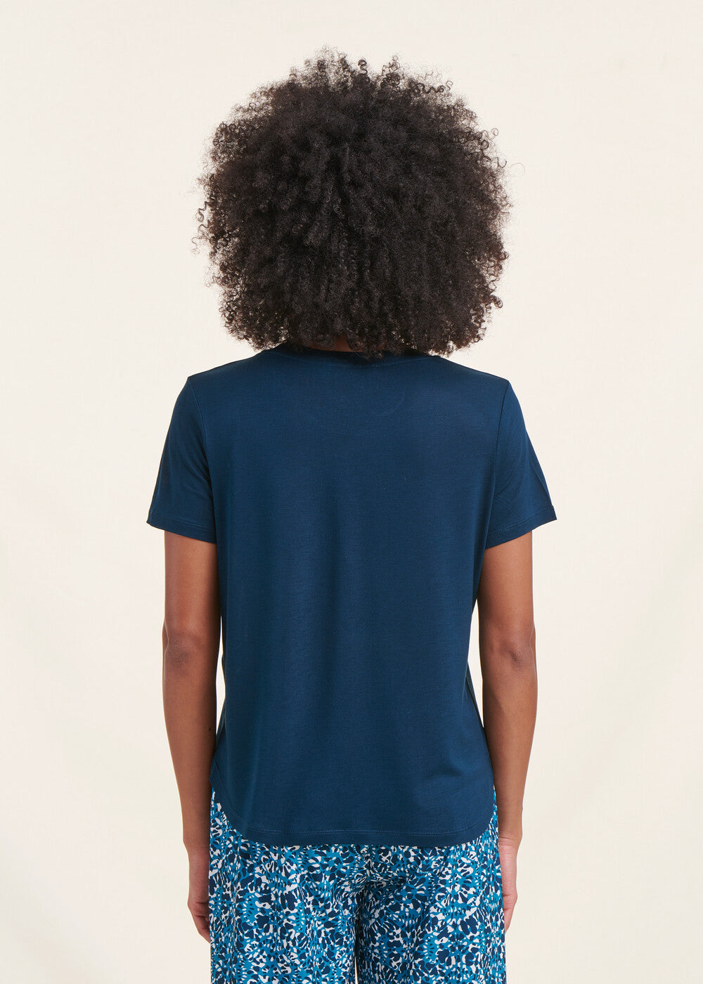 Weites T-Shirt in Petrolblau mit rundem Halsausschnitt