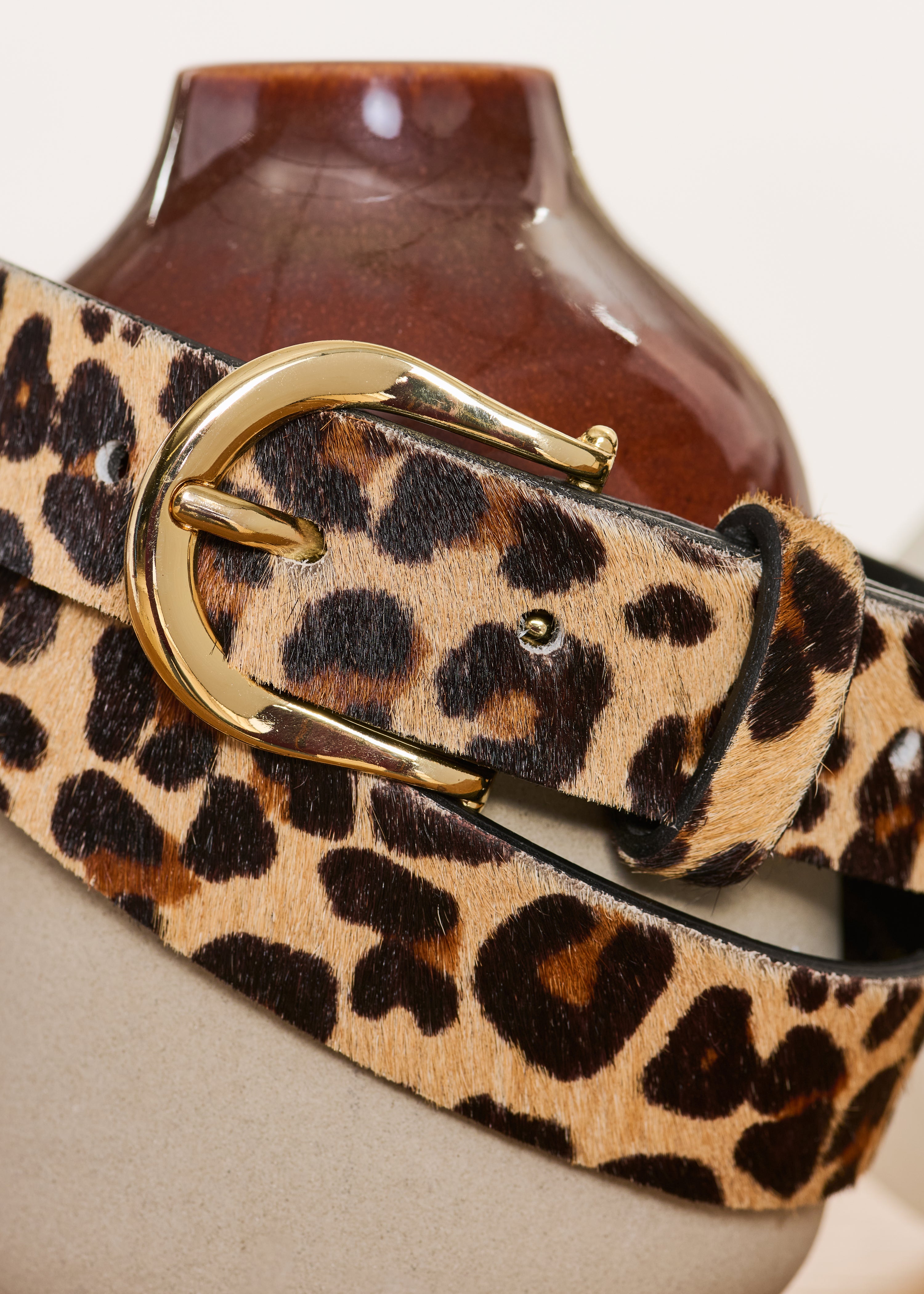 Ceinture imprimé léopard en cuir