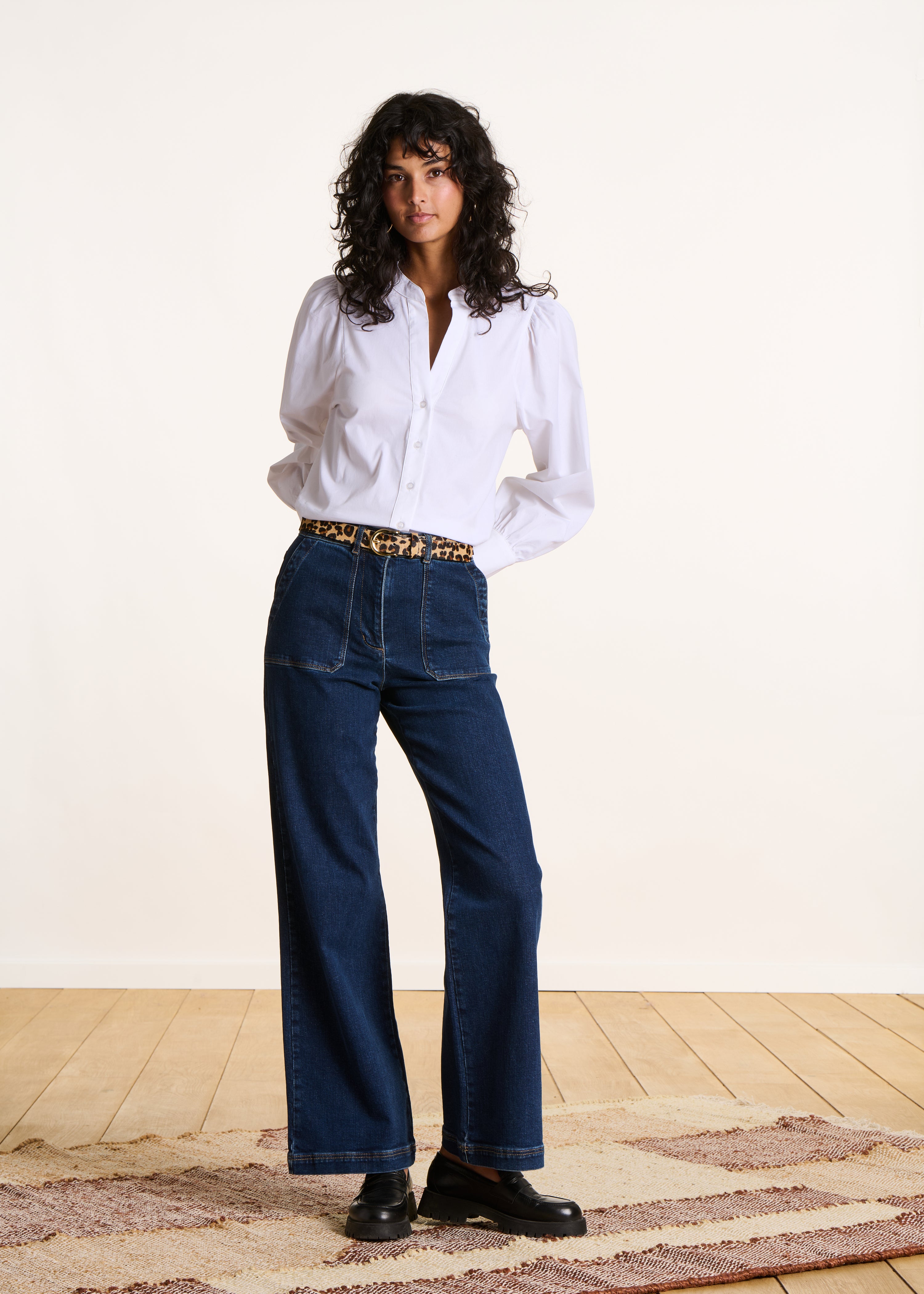 Ceinture imprimé léopard en cuir