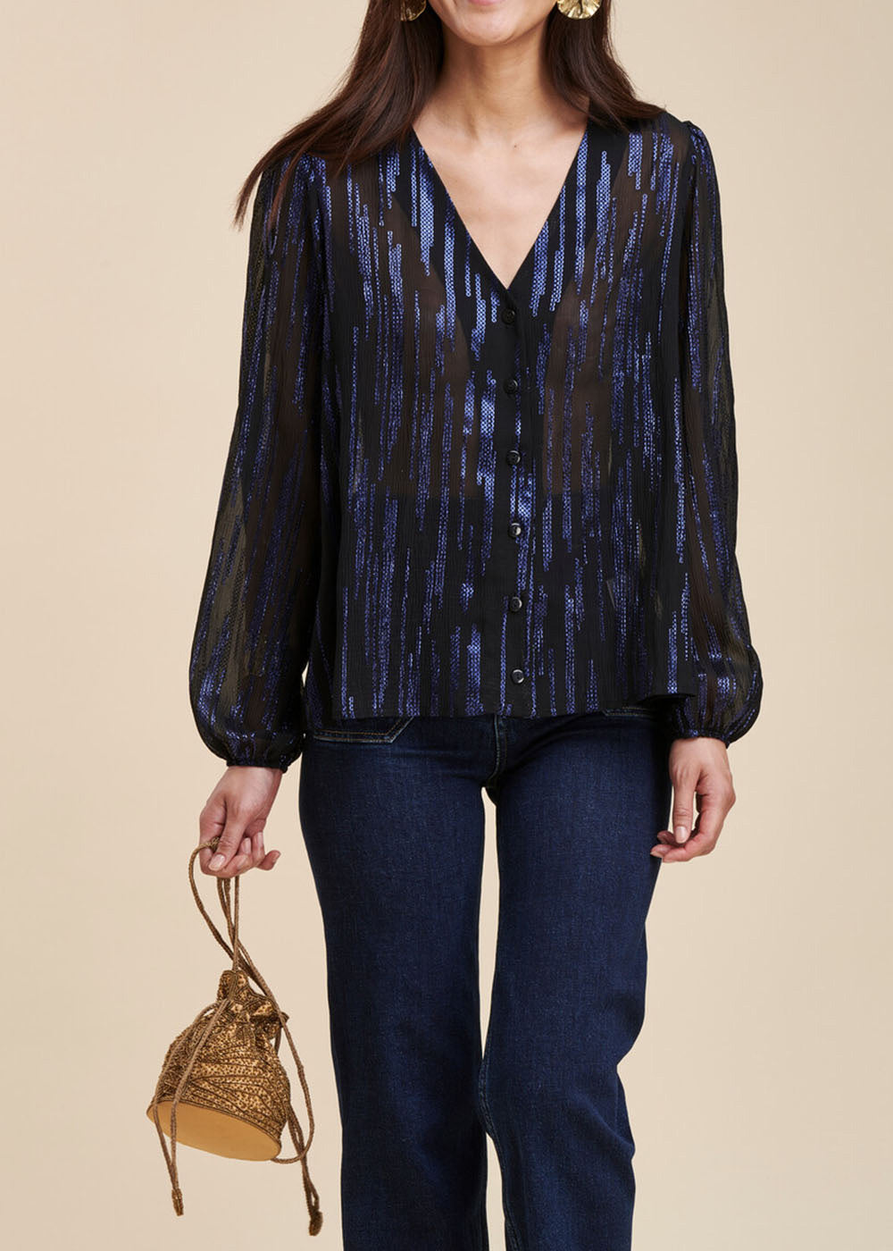 Camicetta in voile con paillettes