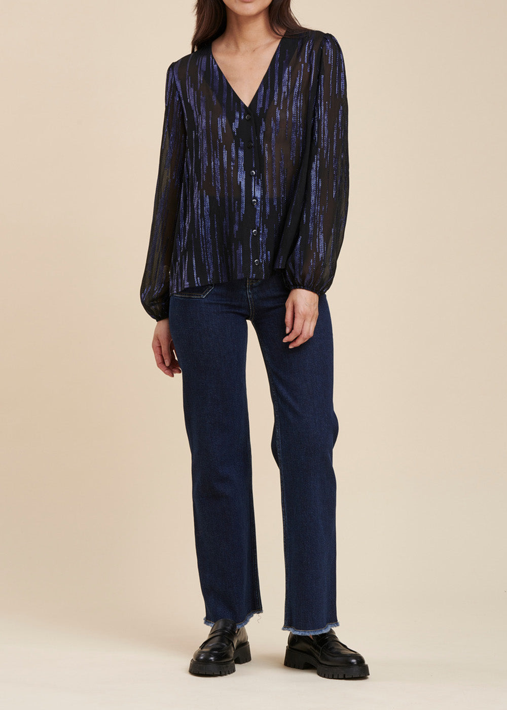 Camicetta in voile con paillettes