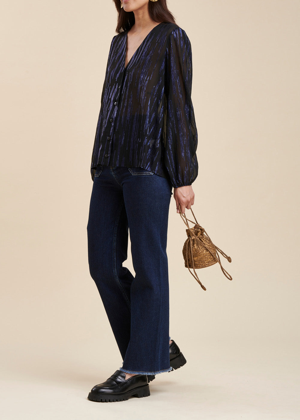 Camicetta in voile con paillettes