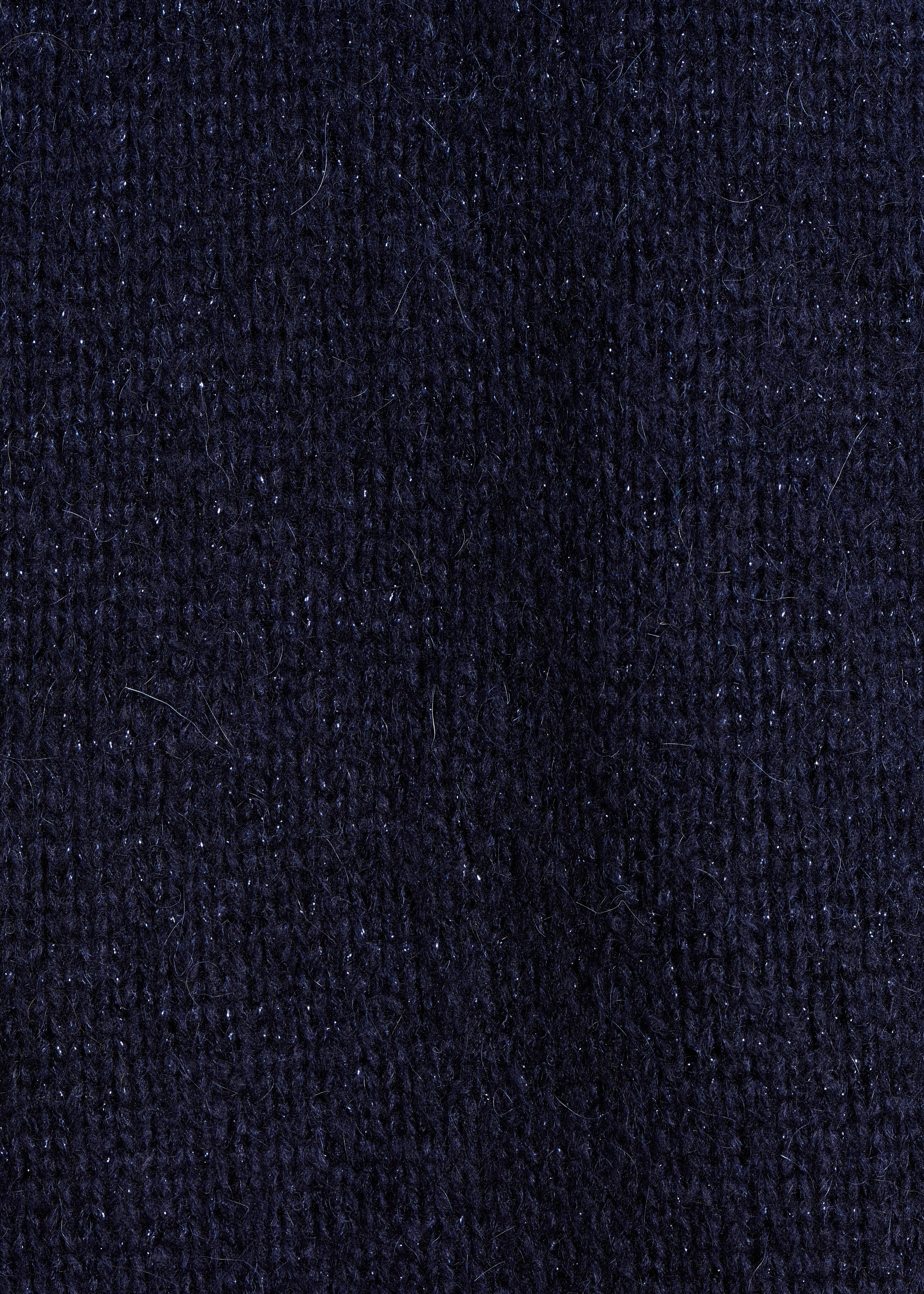 Gilet mi-long bleu marine oversize en maille irisée