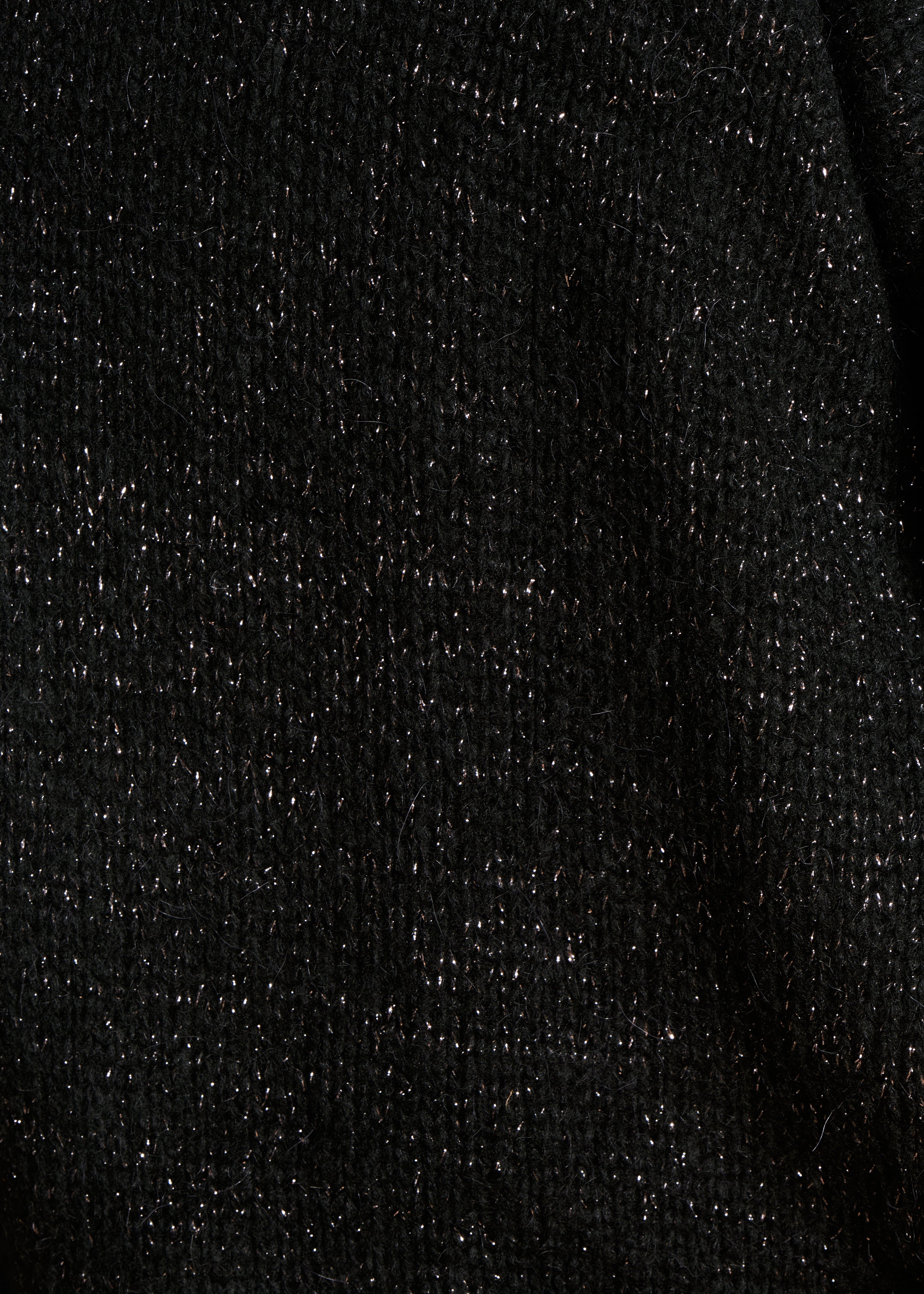 Gilet mi-long noir oversize en maille irisée