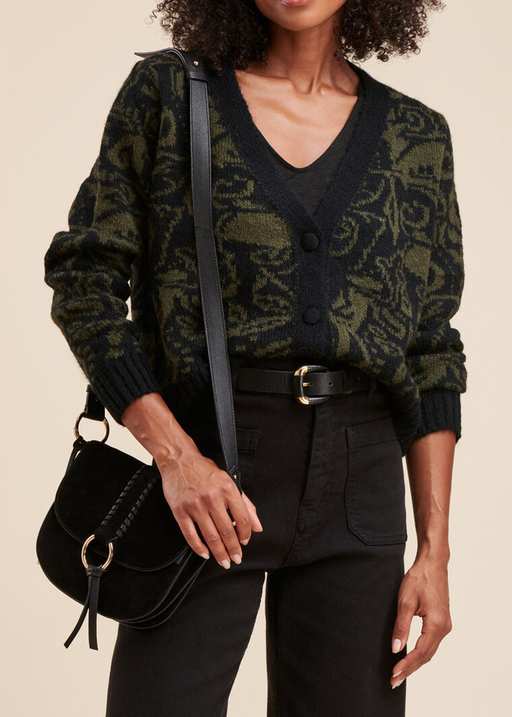 Cardigan jacquard geometrico