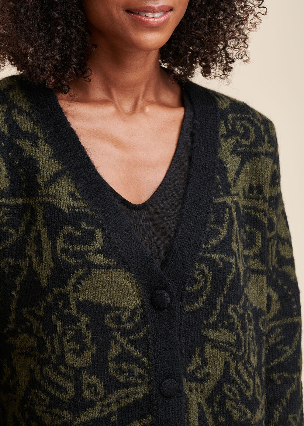 Cardigan jacquard geometrico