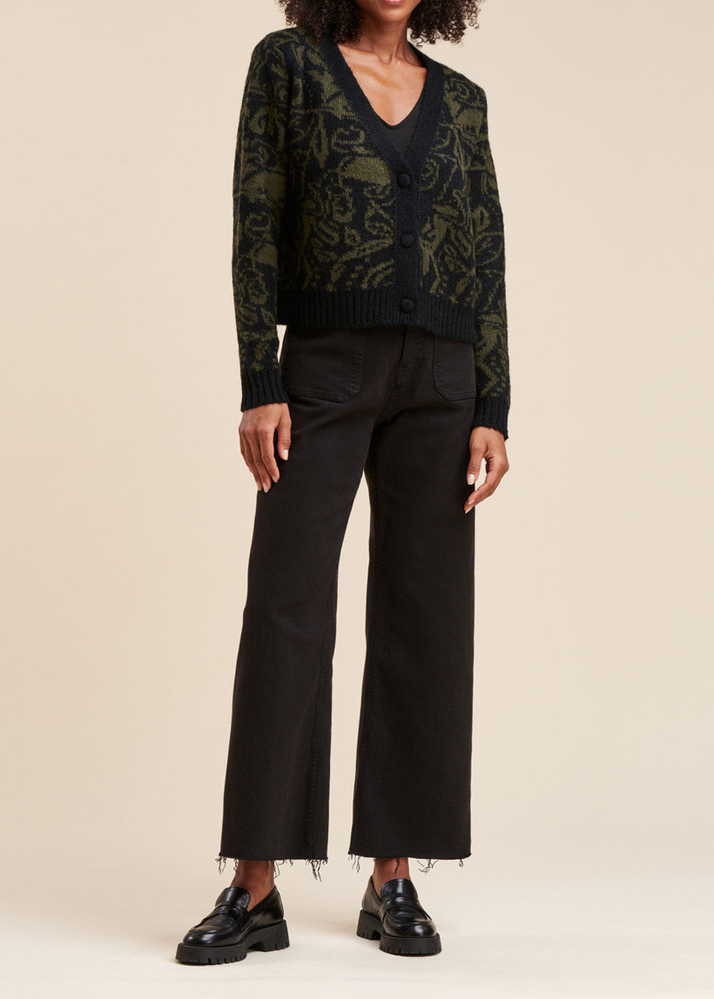 Cardigan jacquard geometrico
