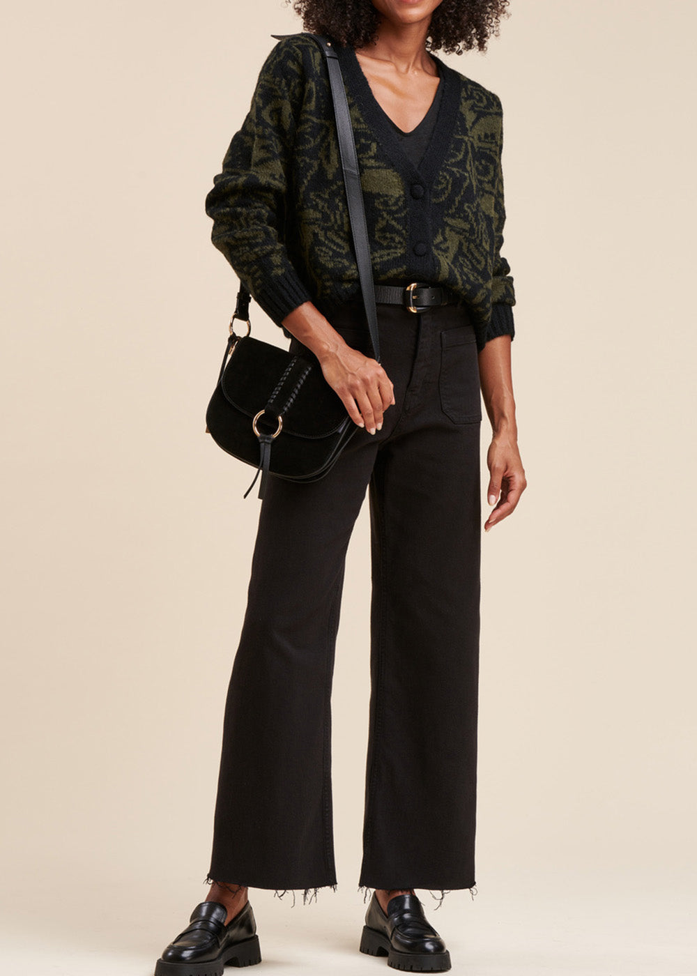 Cardigan jacquard geometrico