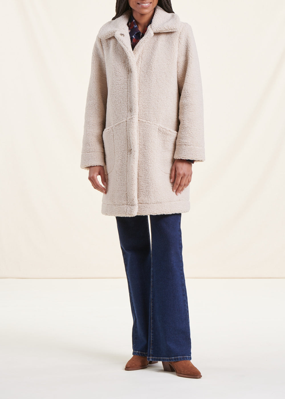 Cappotto 3/4 in bouclè ecrù