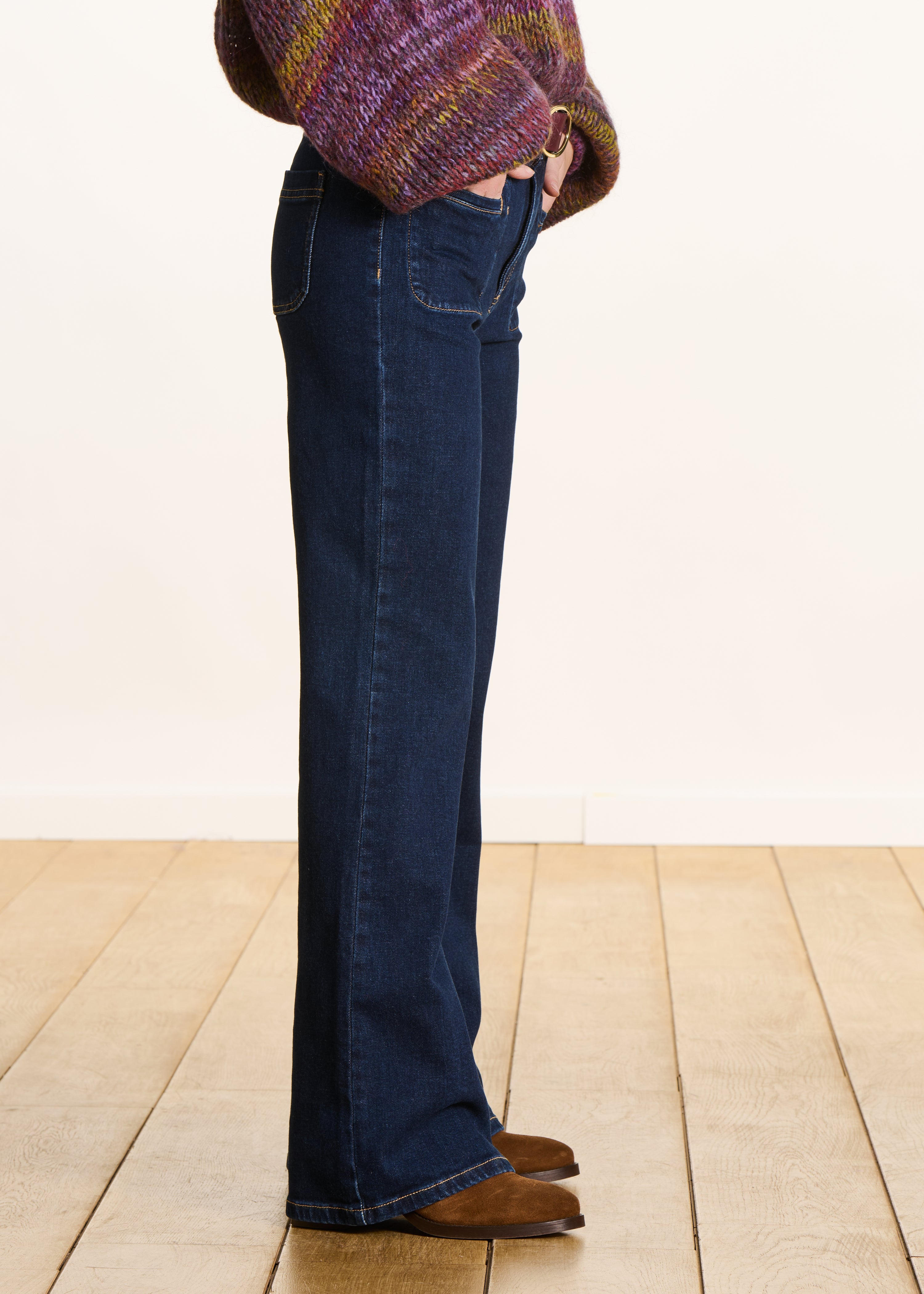 Jean bootcut brut taille haute en coton biologique