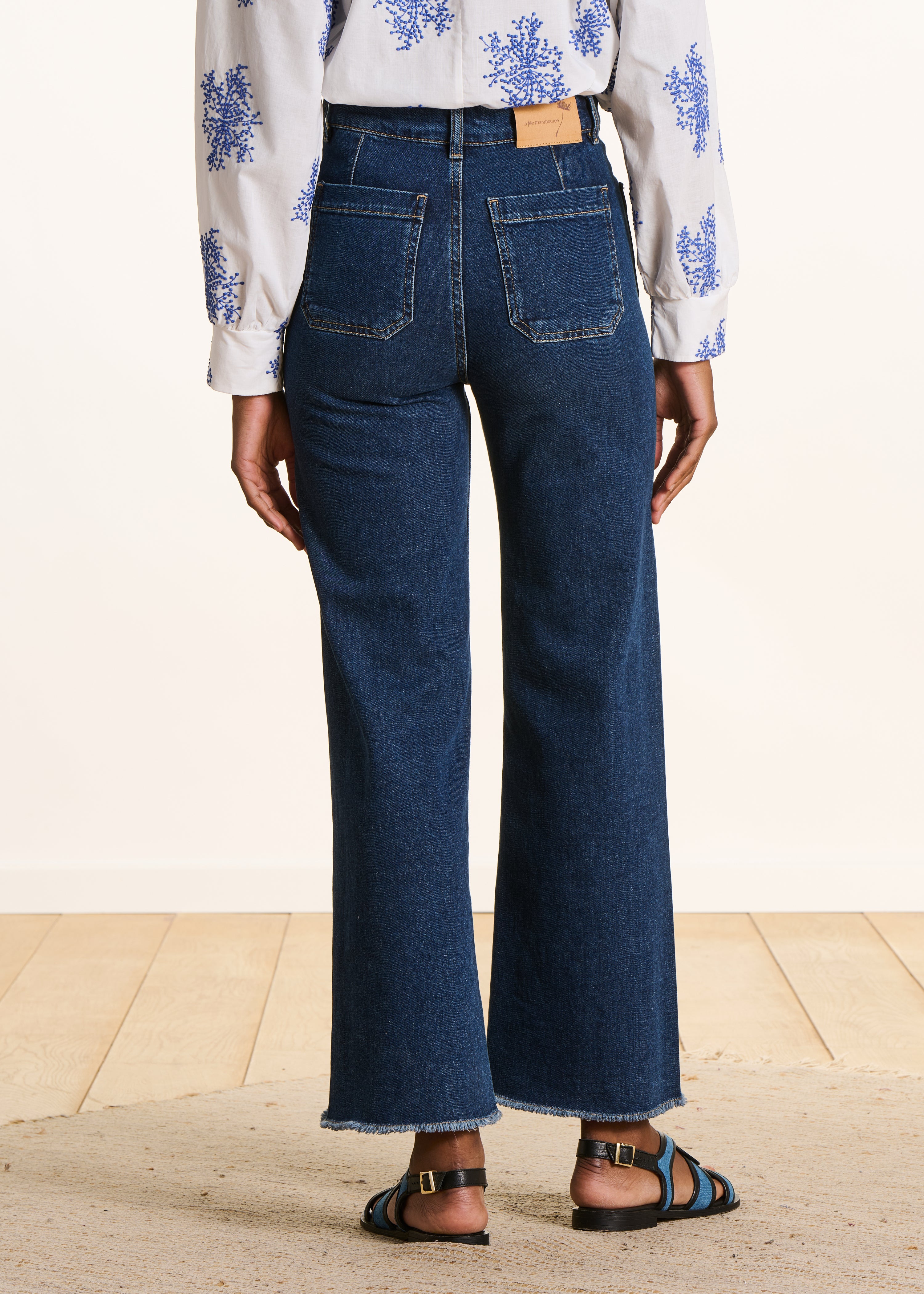 Jean flare taille haute en coton biologique