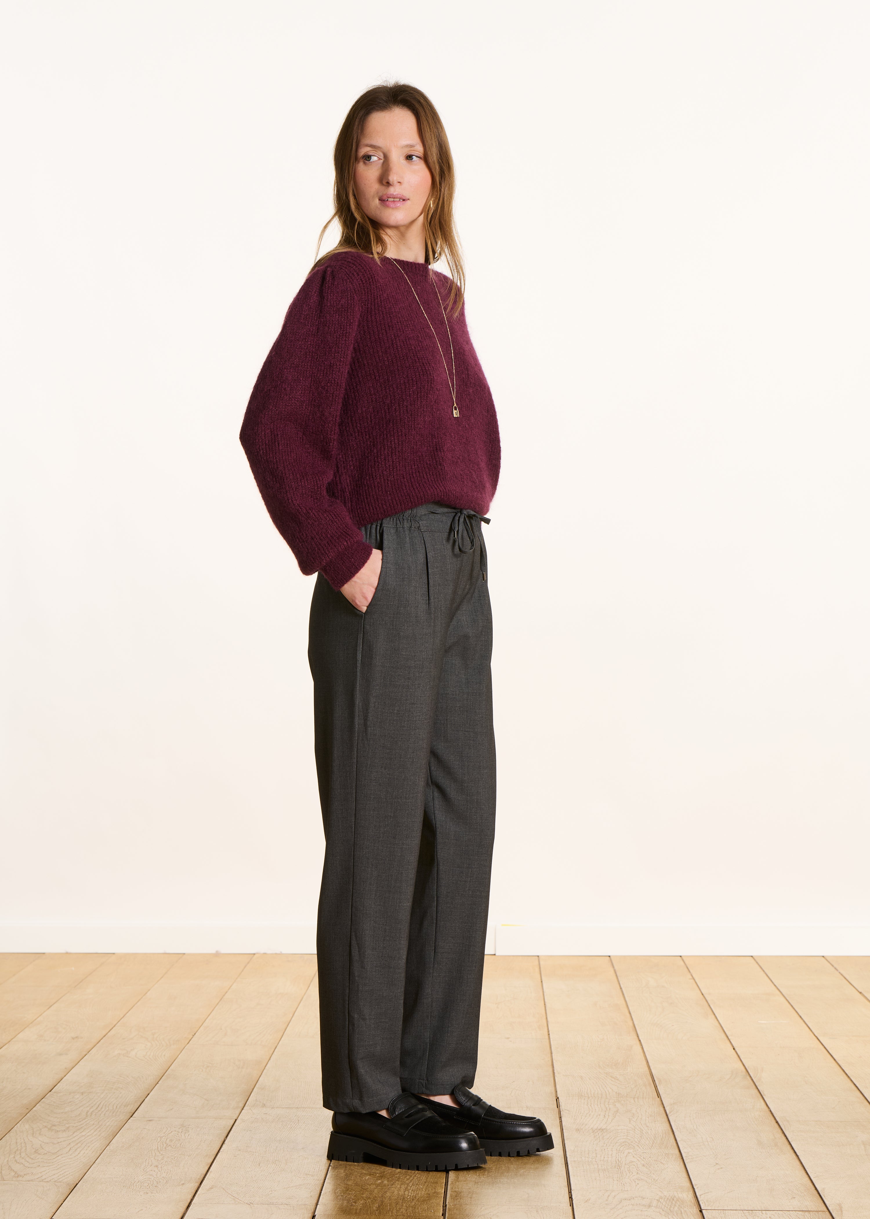 PANTALON NOUE CAROTTE 209H coton bio uni marron argile PANTALON NOUE CAROTTE 209H coton bio uni marron argile