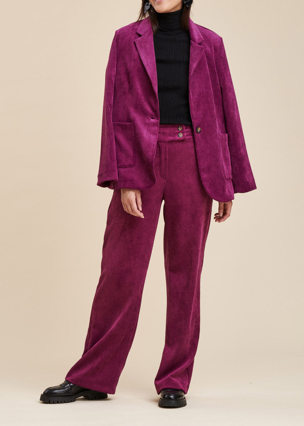 Pantalon velours coupe large