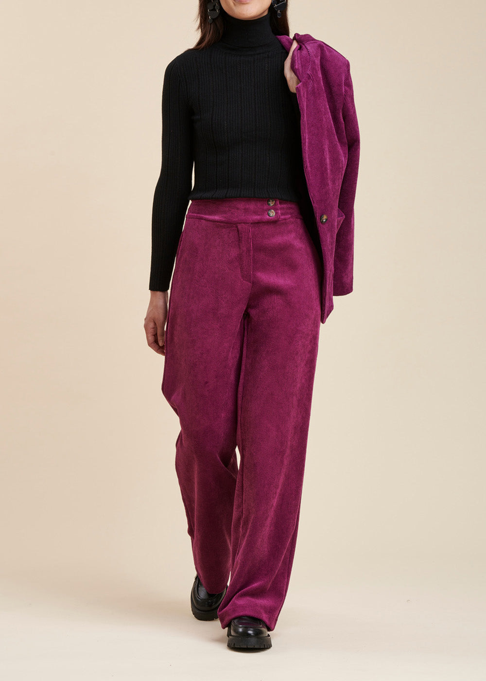 Pantalon velours coupe large