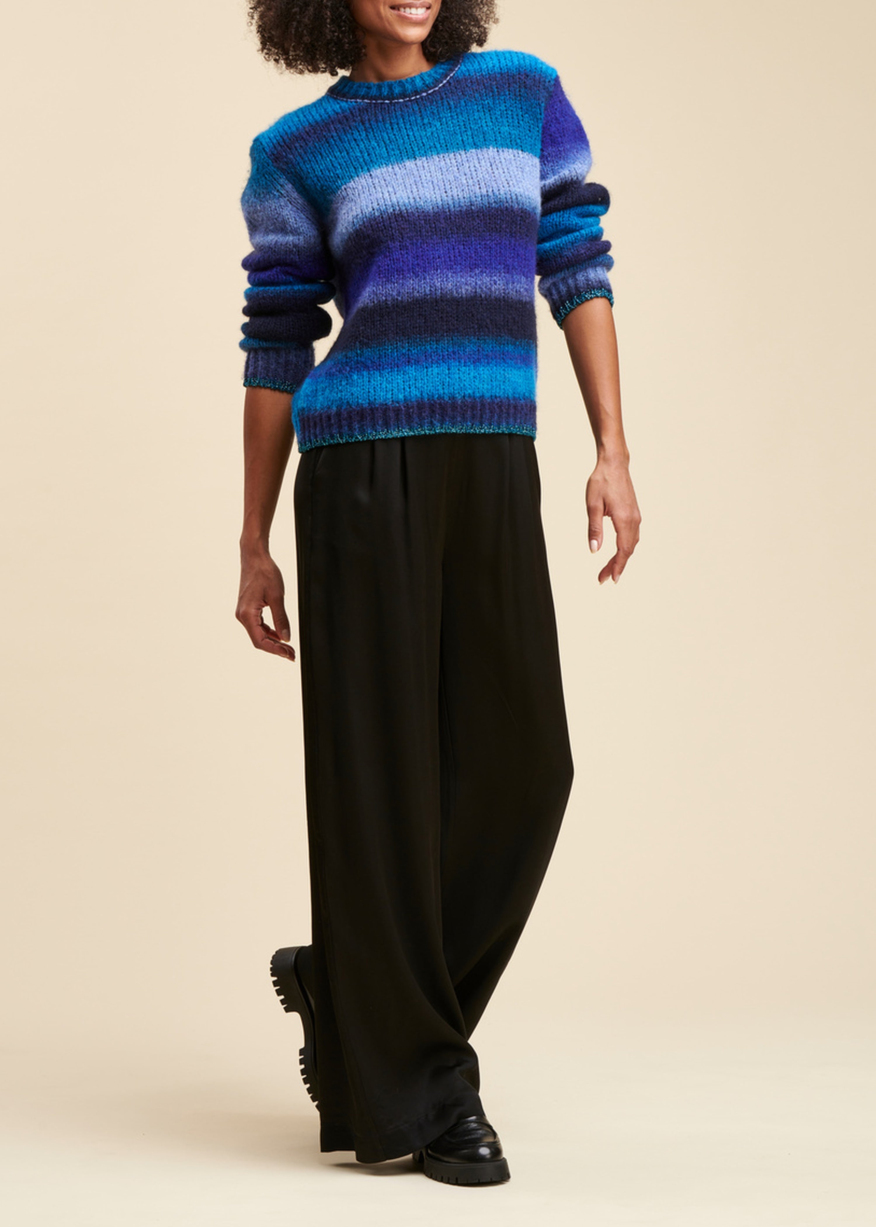 Pantalon ample en satin de viscose