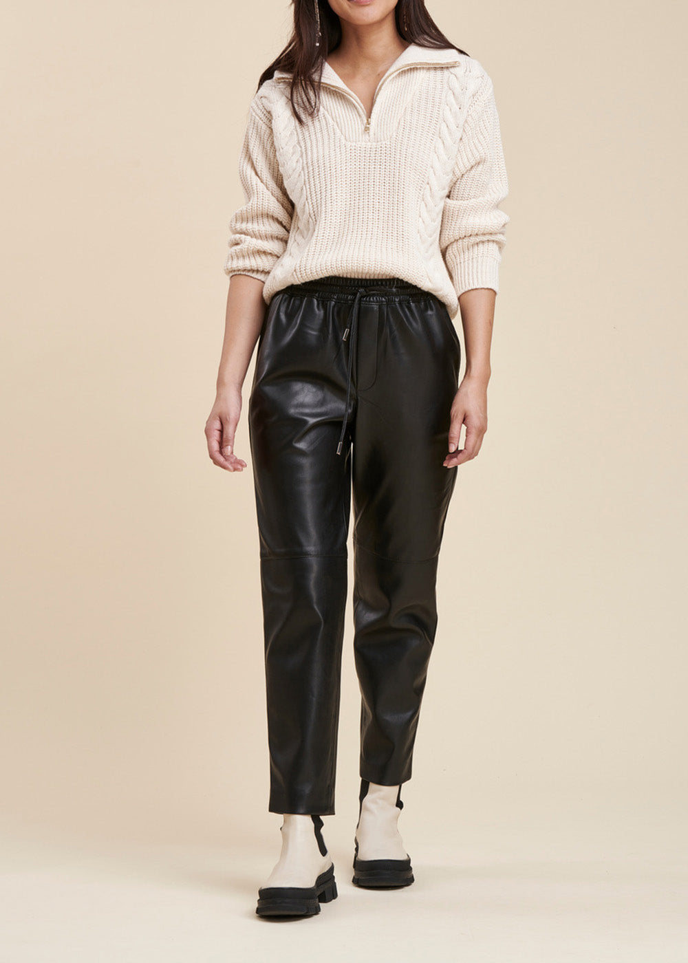 Pantaloni da jogging effetto pelle