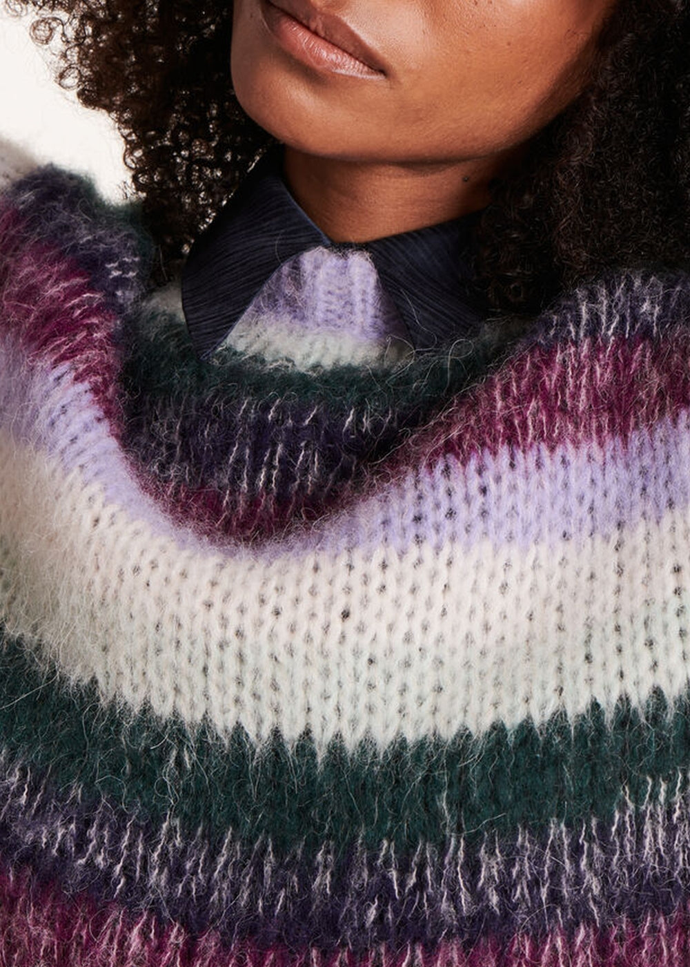 weiß Pullover mit breiten Streifen