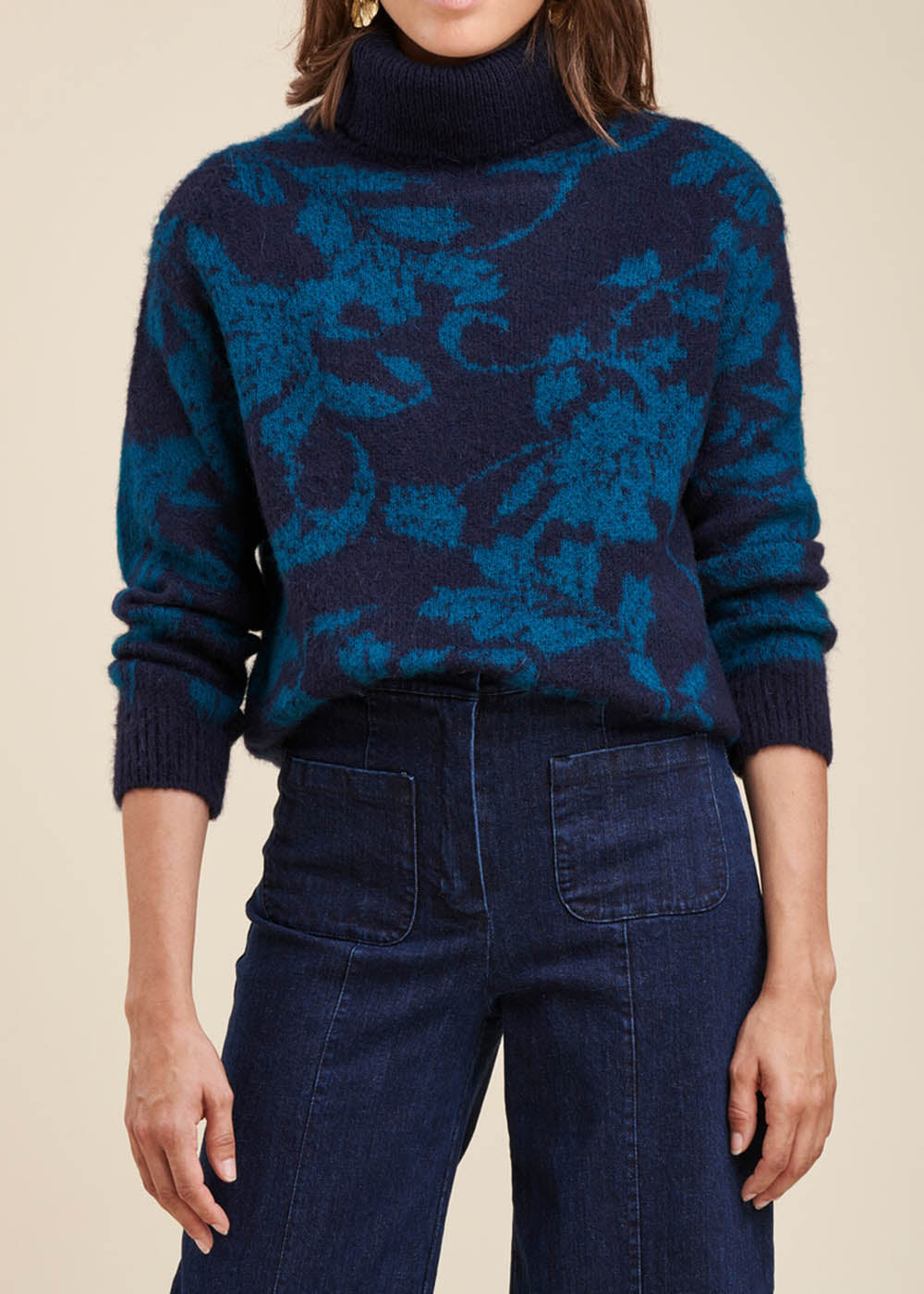 Jacquard turtleneck sweater