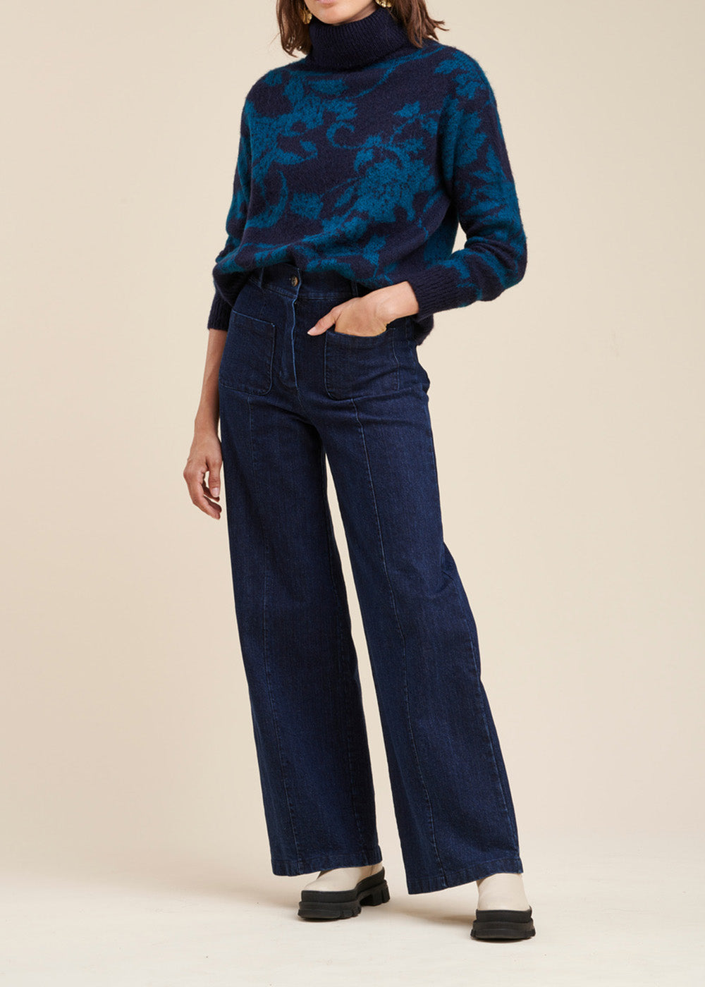 Jacquard turtleneck sweater