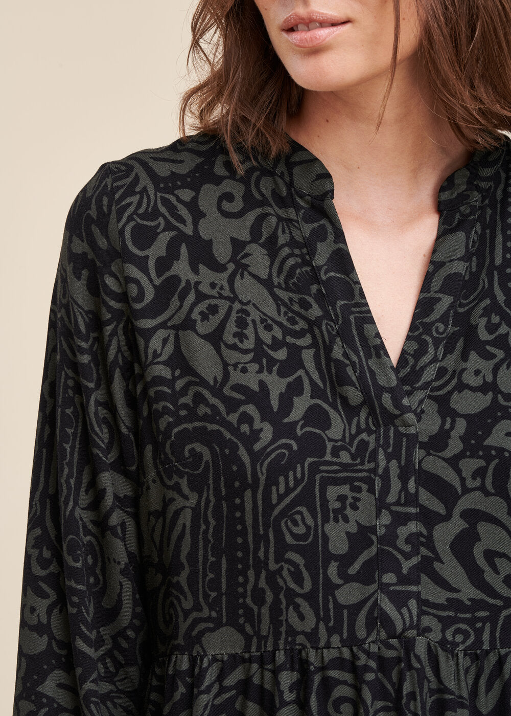 Robe longue à imprimé bicolore