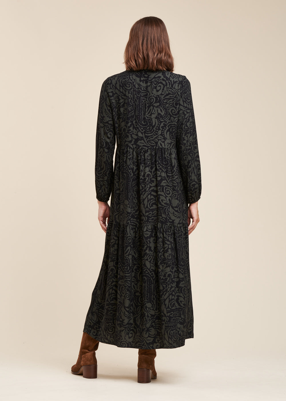 Robe longue à imprimé bicolore