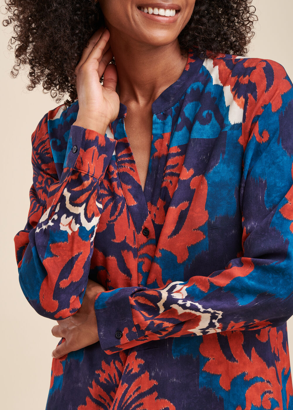 Ecovero korte, rechte jurk van viscose met print