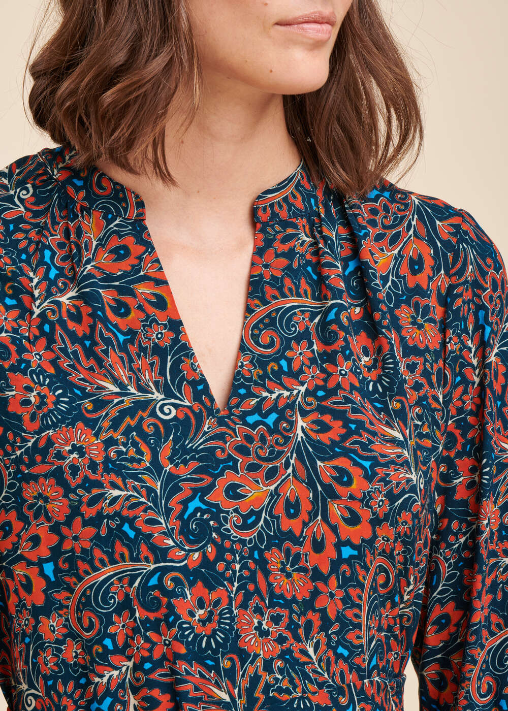 Ecovero korte losse jurk met bloemenprint van viscose