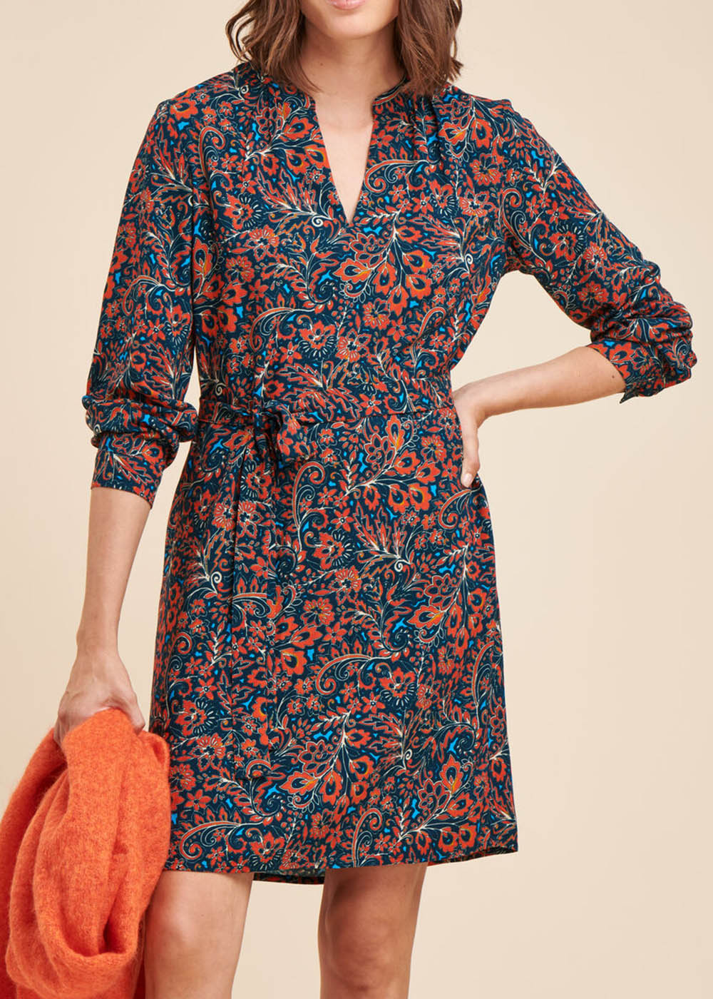 Ecovero korte losse jurk met bloemenprint van viscose