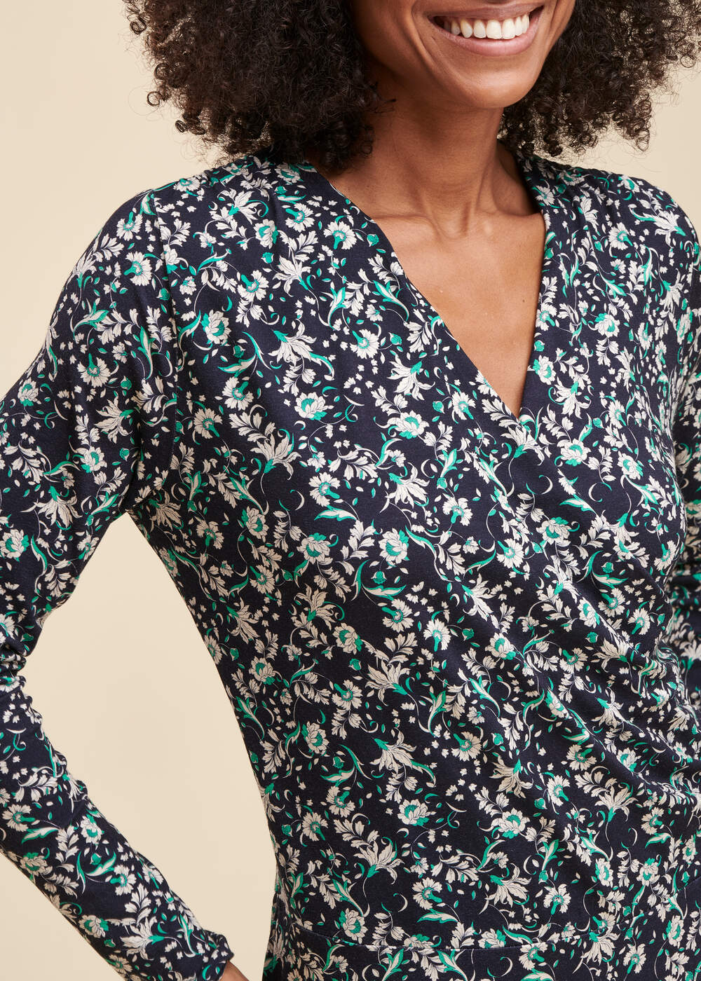 Ecovero long viscose dress with floral print
