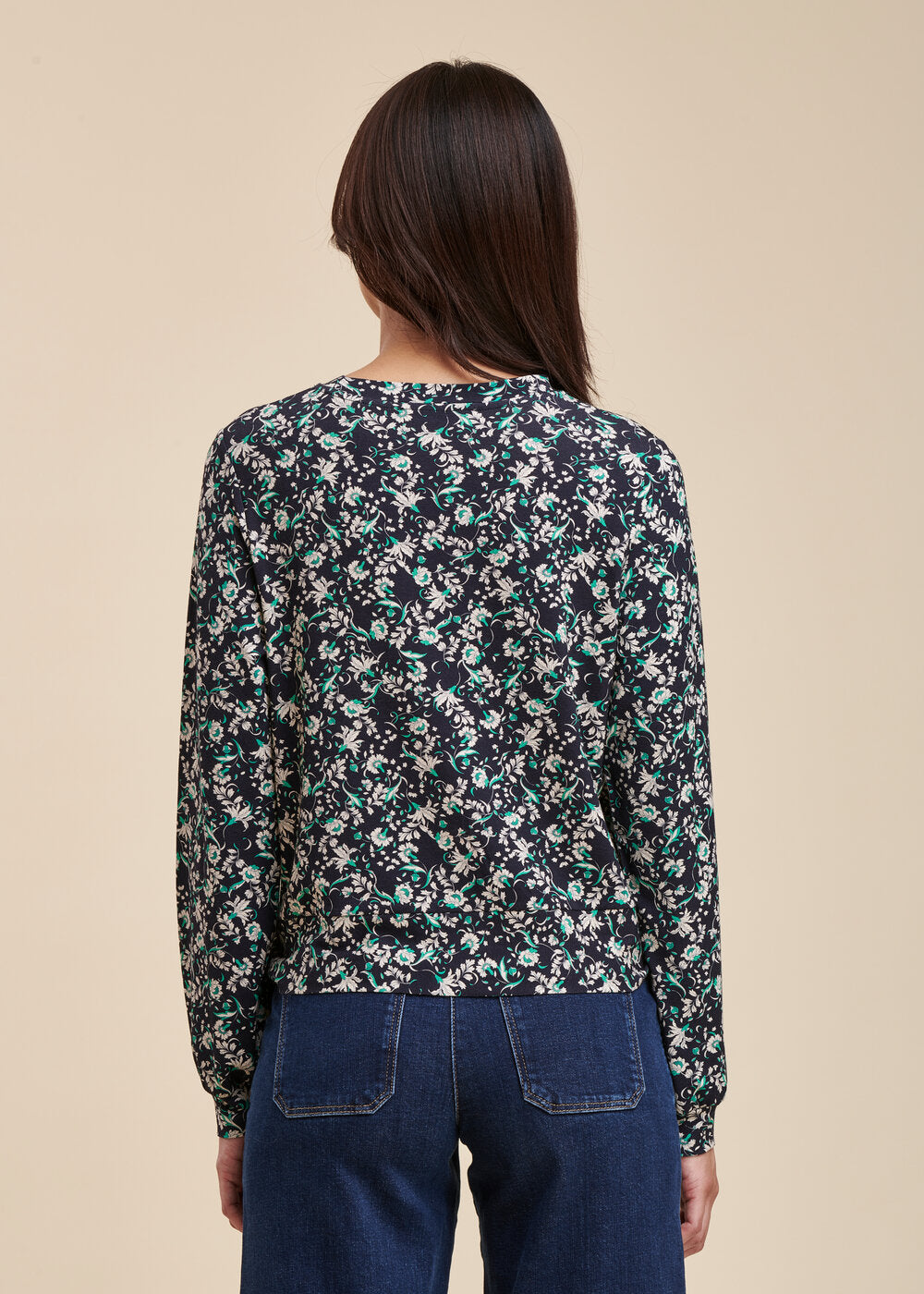 Tee-shirt ample en jersey de viscose écoresponsable Ecovero à imprimé fleuri