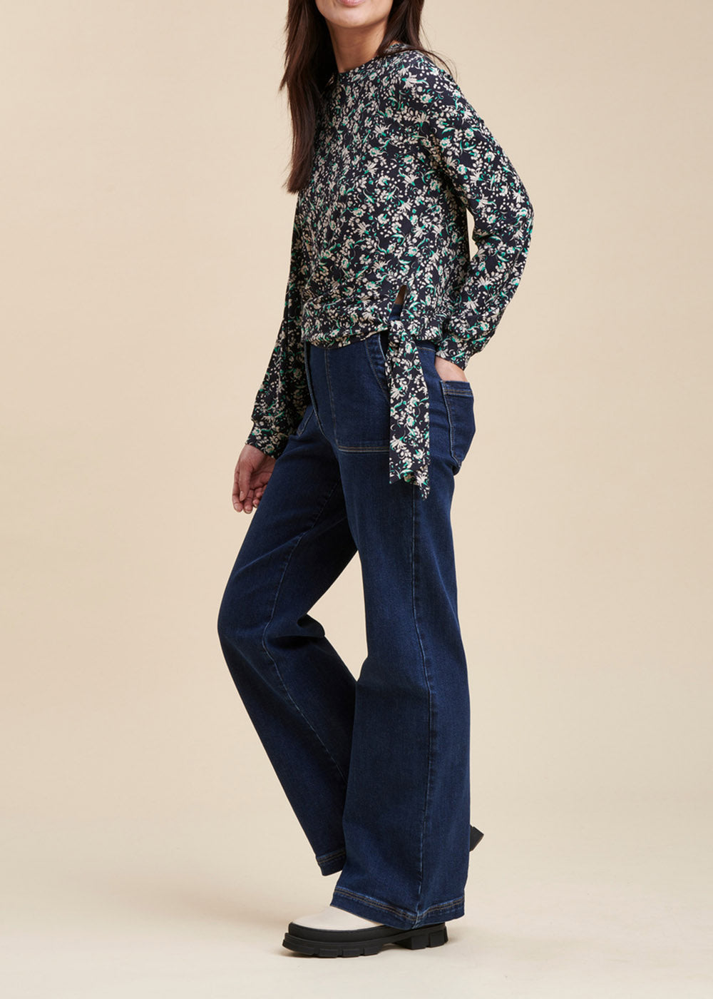 Tee-shirt ample en jersey de viscose écoresponsable Ecovero à imprimé fleuri