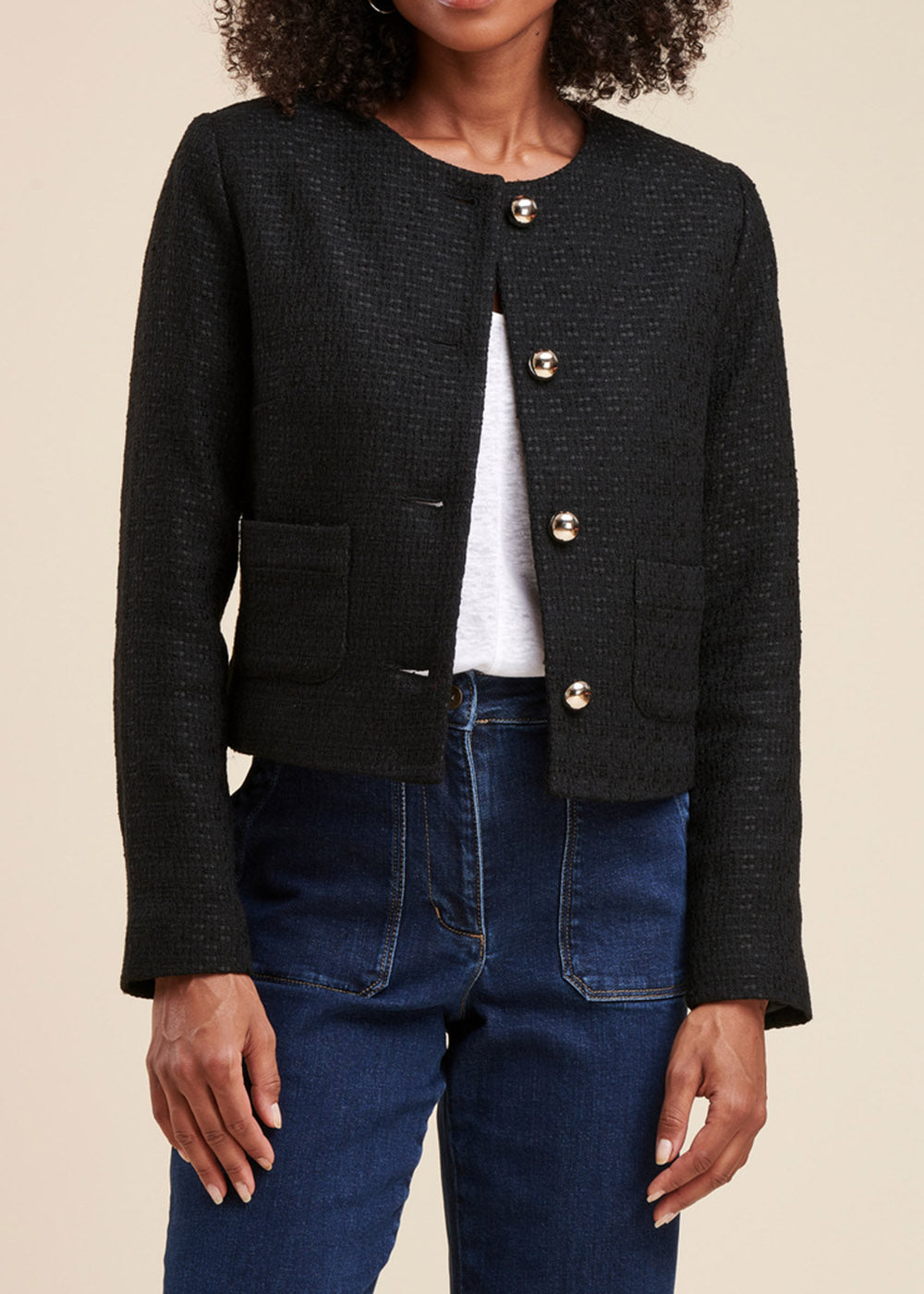 Jacke mit Rundhalsausschnitt