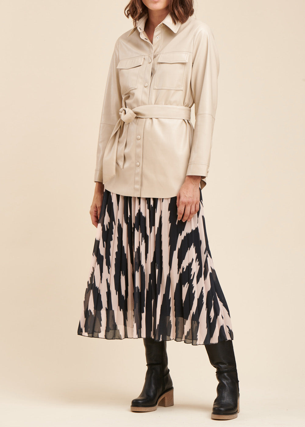 Loose leather effect overshirt jacket