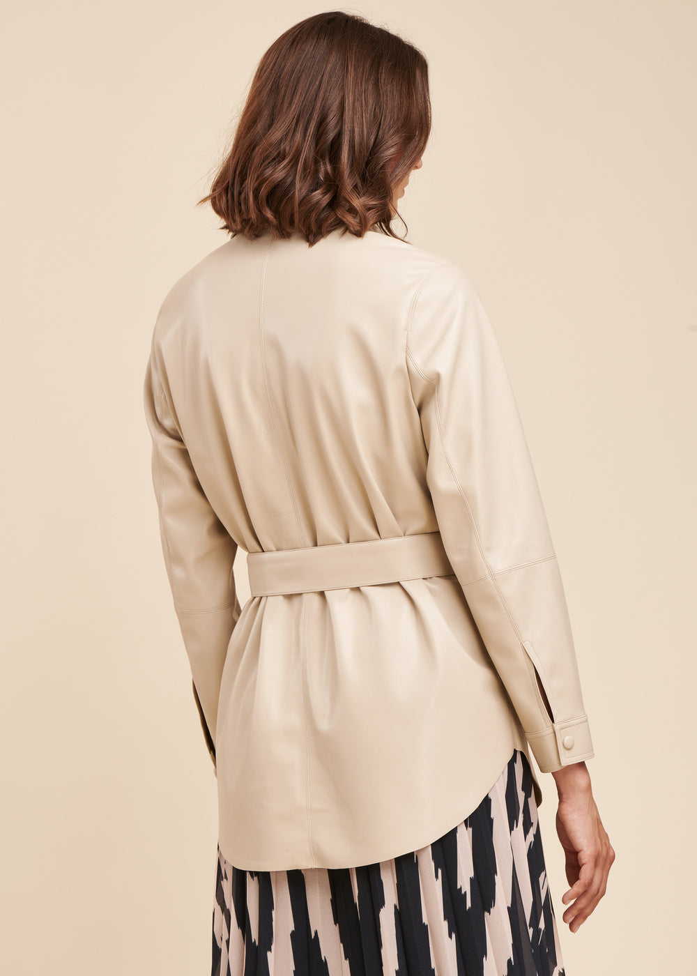 Loose leather effect overshirt jacket